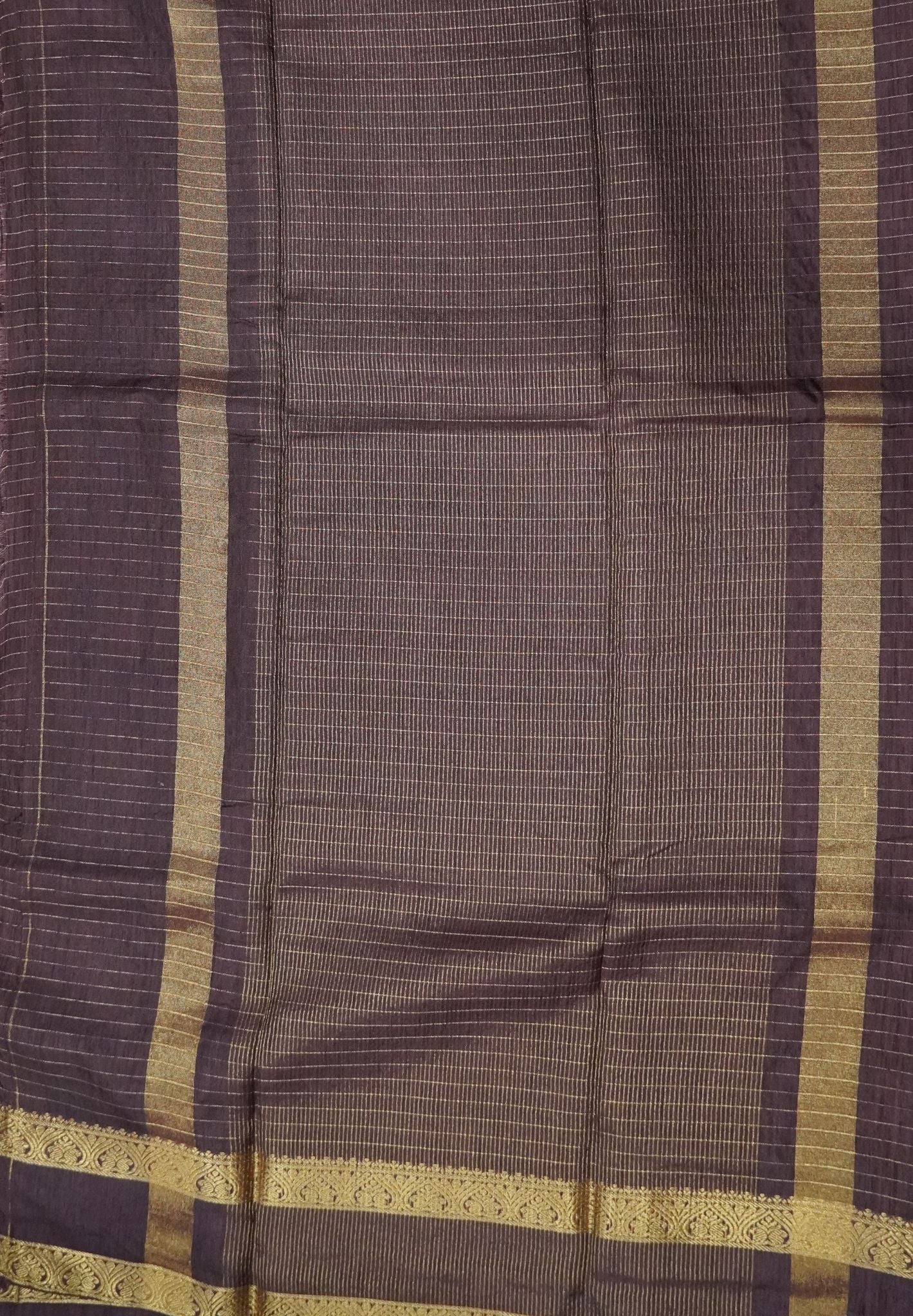 Semi Raw Silk Saree – Classic Zari Stripes - Brown