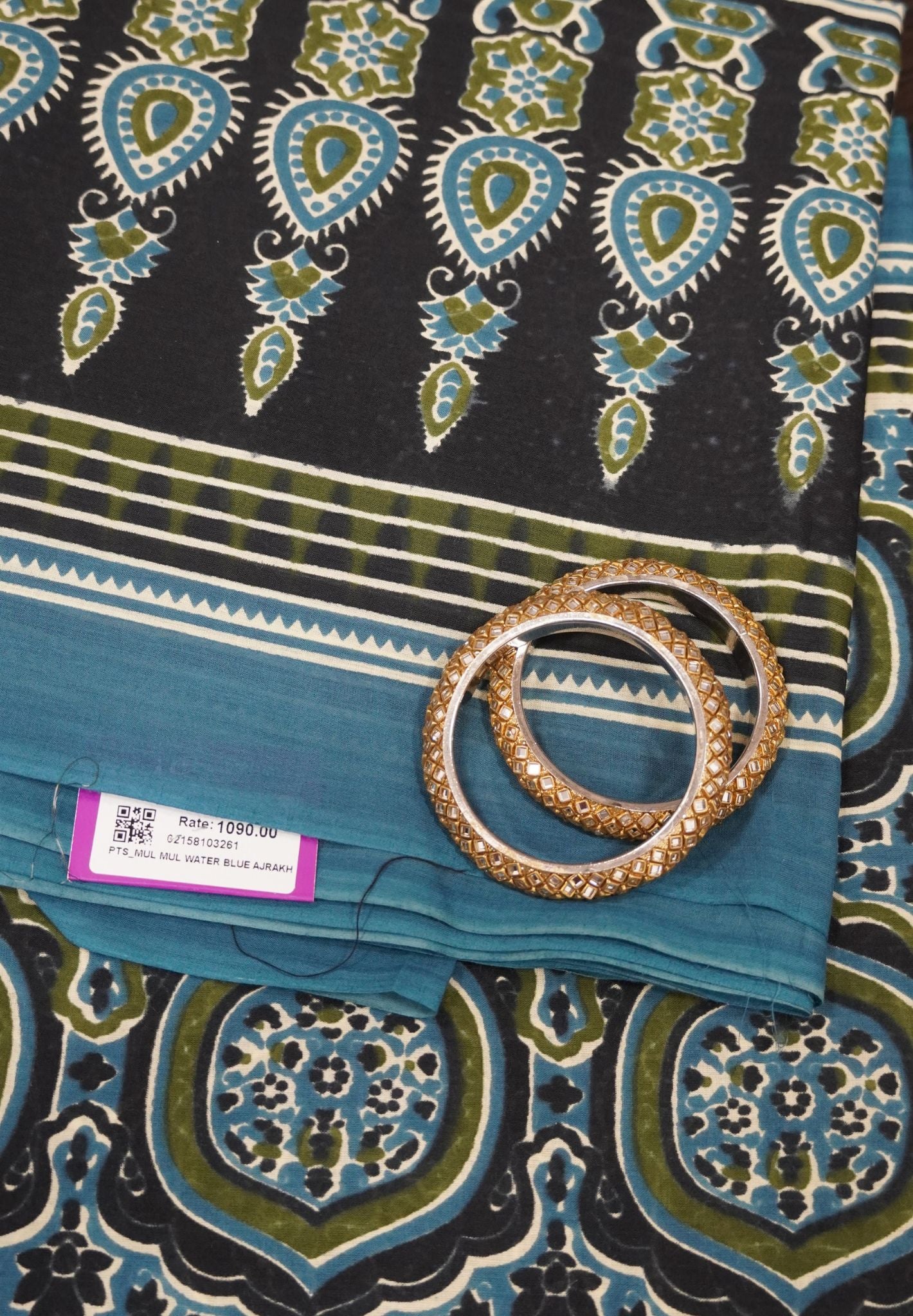 Mul Mul Cotton Saree- Blue