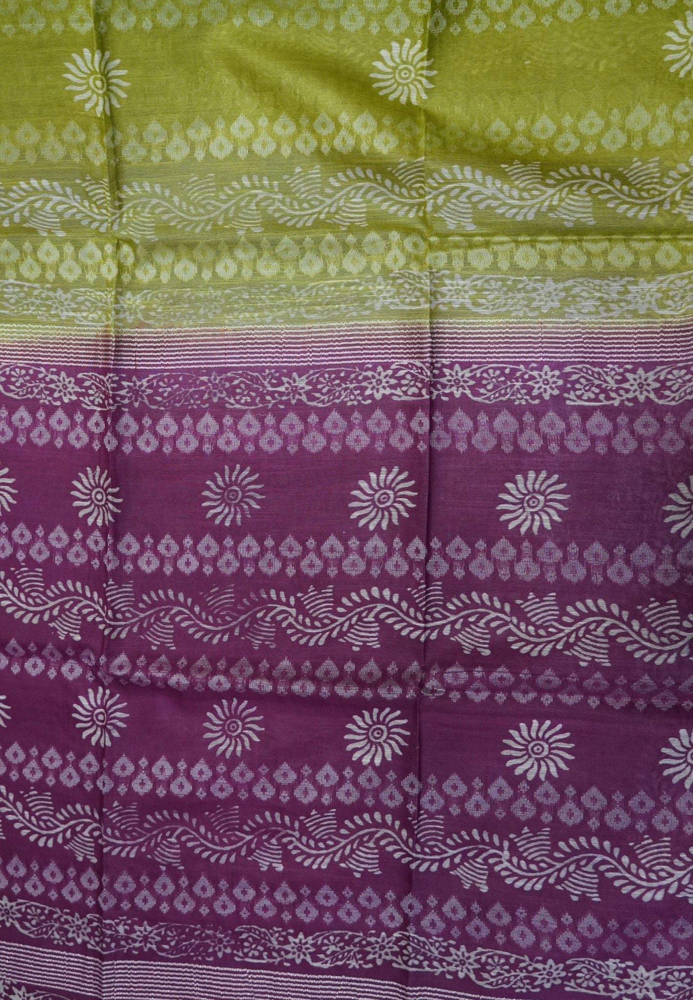 Bhagalpur Cotton Saree-Olive Green