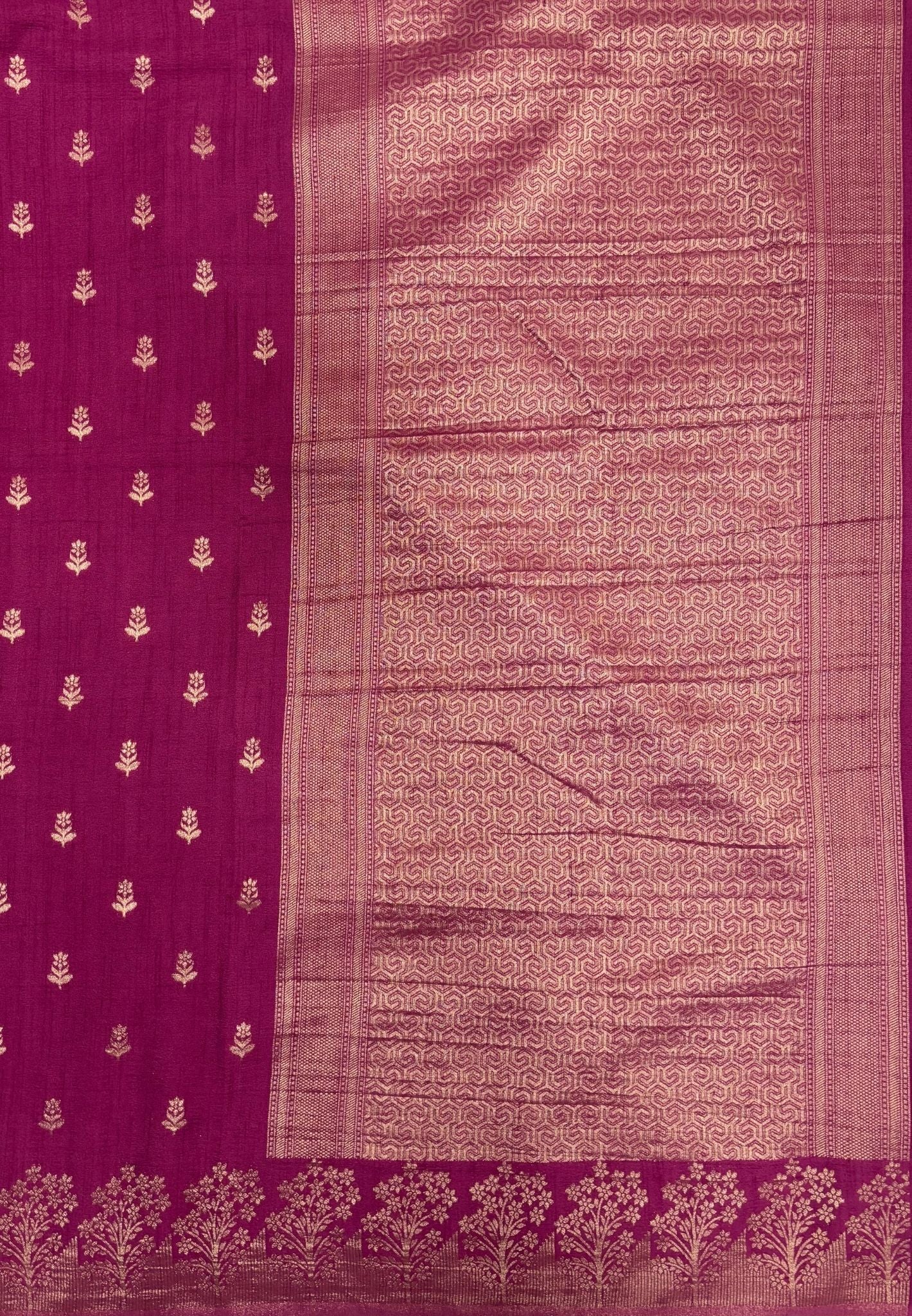 Banarasi Georgette Saree-Dusky Rose With Tree Zari Border
