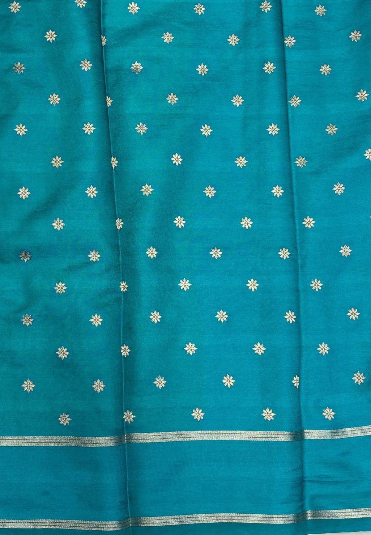 Gaji Silk Saree-Yellow in Intricate Geometric Floral Zari with Contrast Border