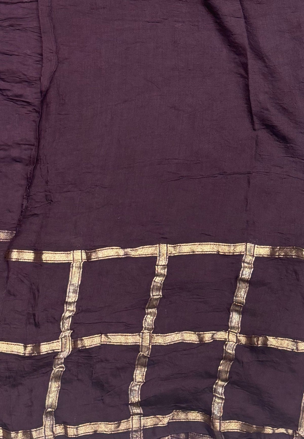 Banarasi Bandeji Saree-Muted Violet. in Zari Checks Border