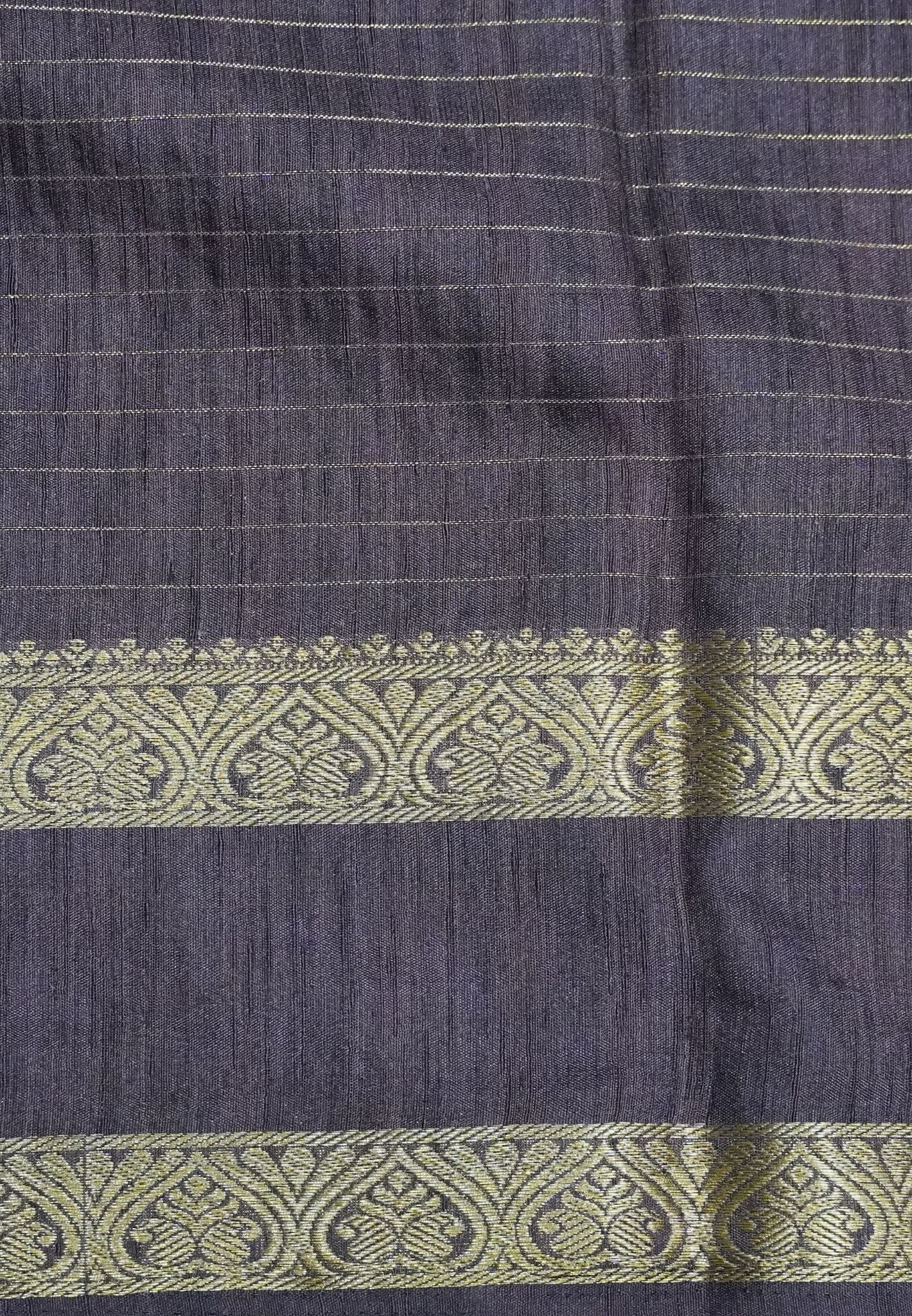 Semi Raw Silk Saree – Classic Zari Stripes - Brown