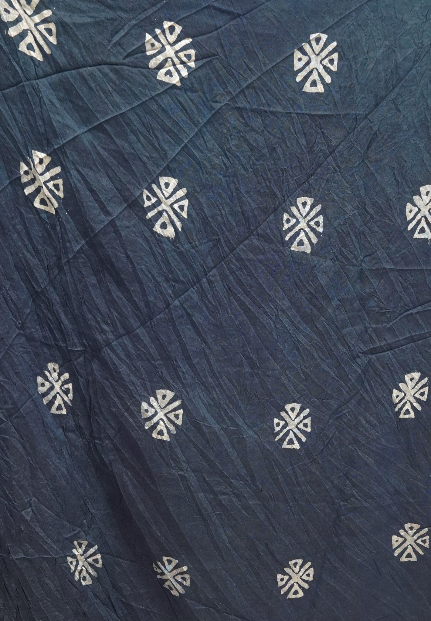 Batick Cotton Saree- Metallic Blue with Sequence Work