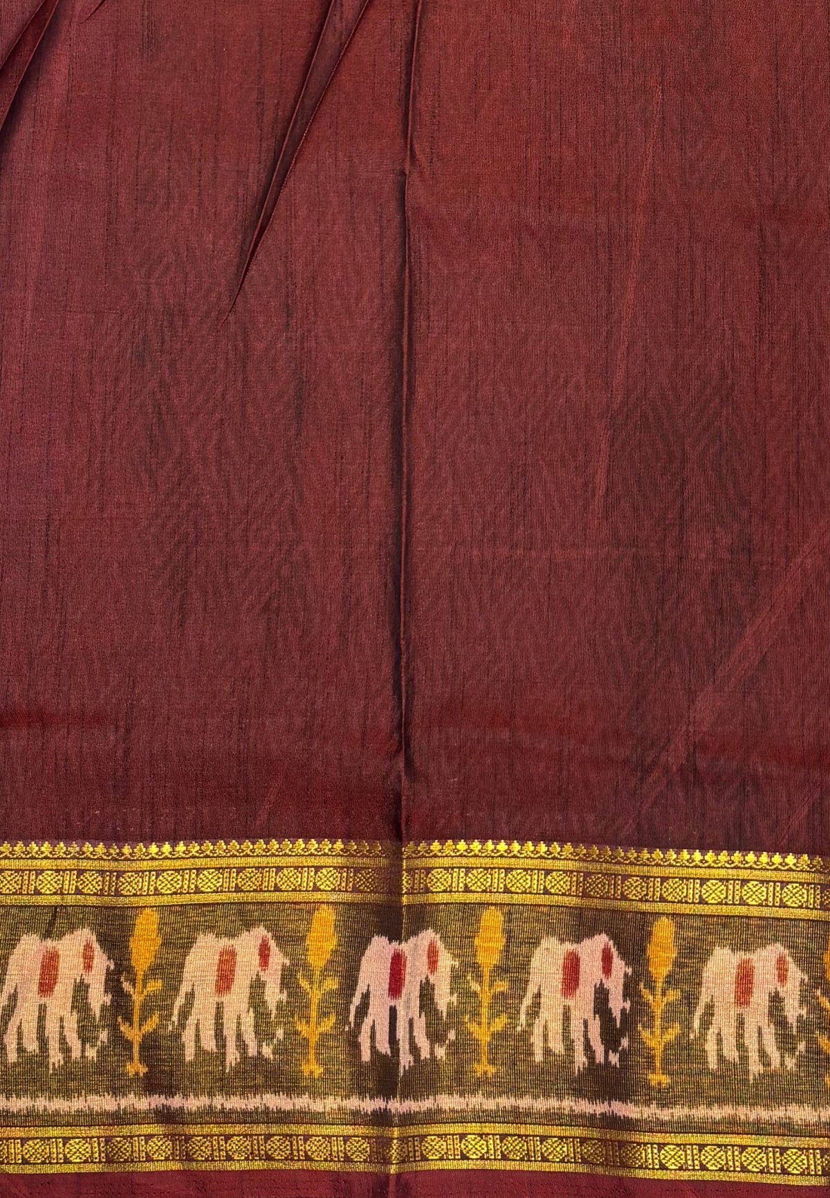 Semi Patola Saree –Maroon in Bandhini Pattern
