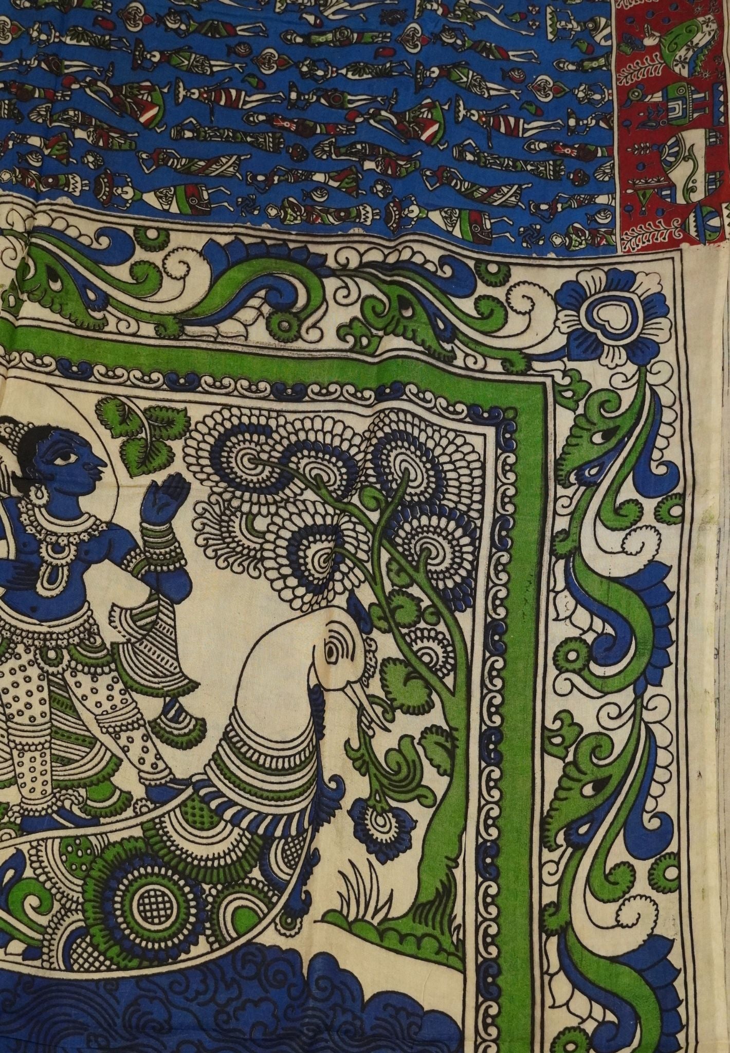 Kalamkari Silk Saree - Blue