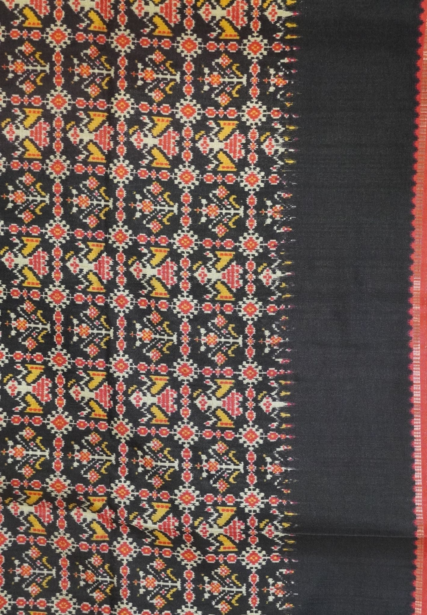 Semi Matka Tussar Saree-Red with Contrast Border and Zari Checks