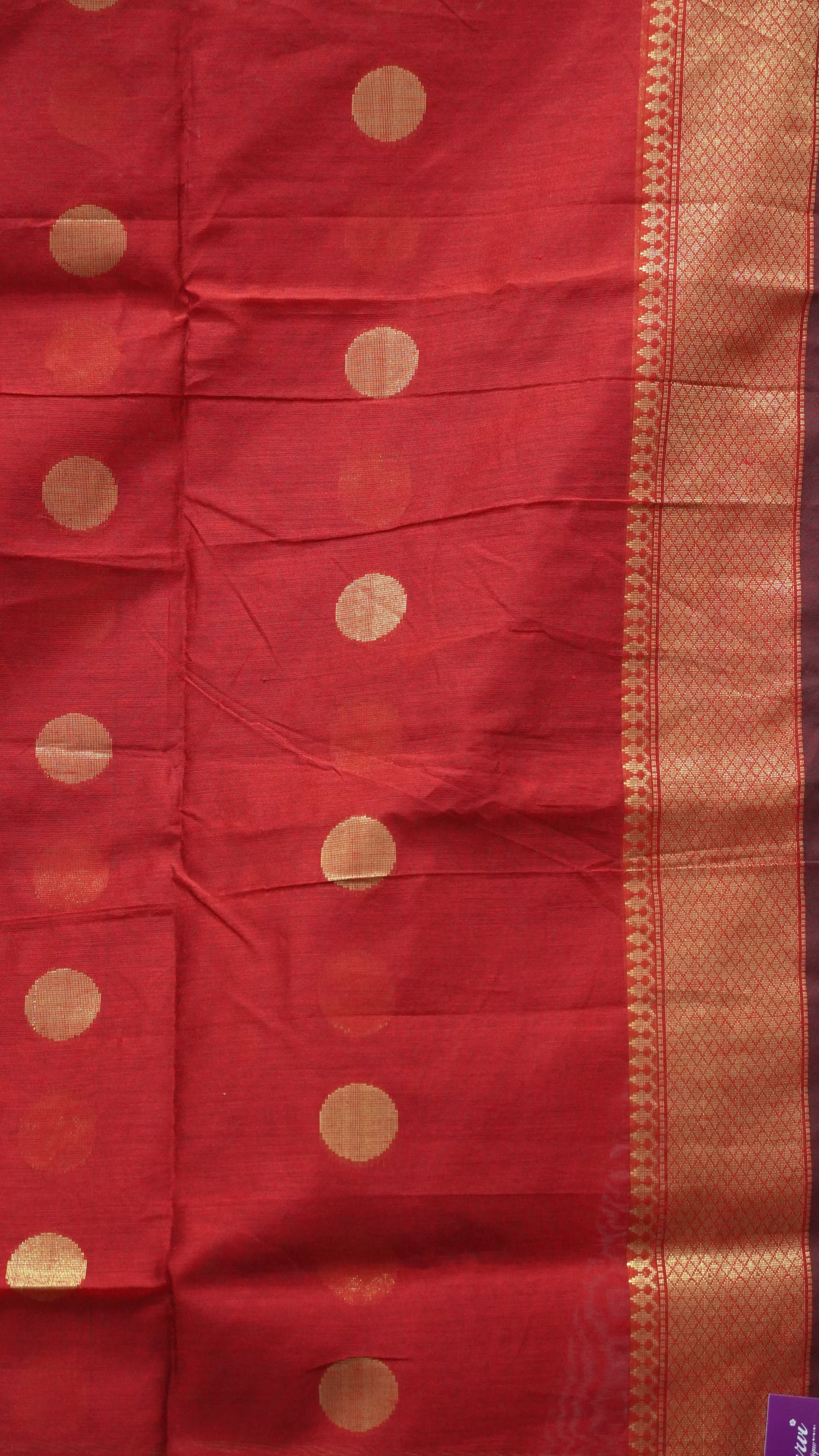 Maheswari Cotton Saree Round Butta-Black