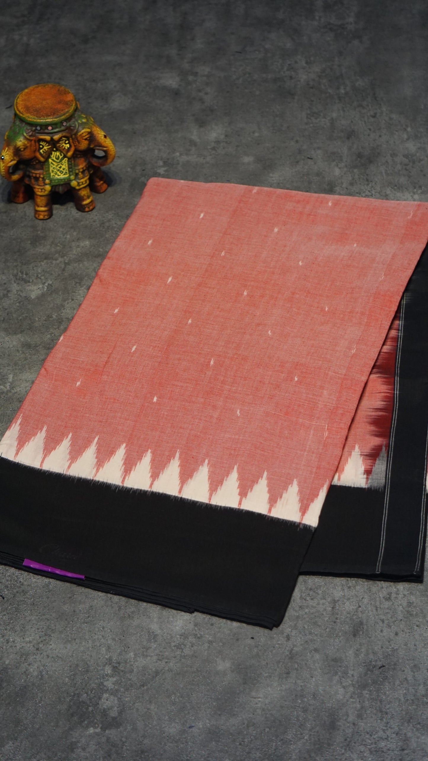 Pochampally Cotton double Ikkat Saree Light Red