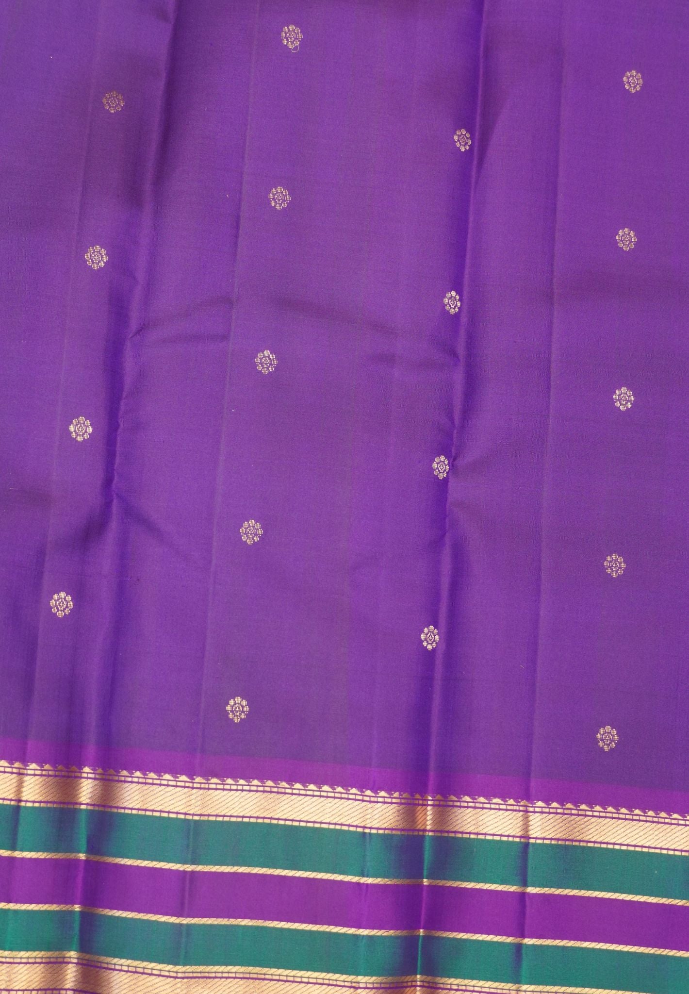 Pure Kanchipuram Silk Saree-Voilet Small Butta with Zari Border