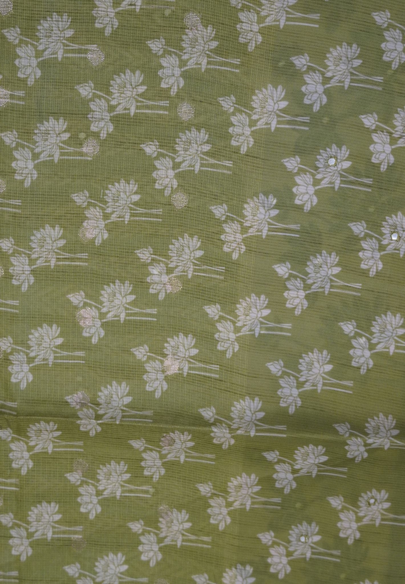 Tissue Kota Saree-Green with Mirror Work