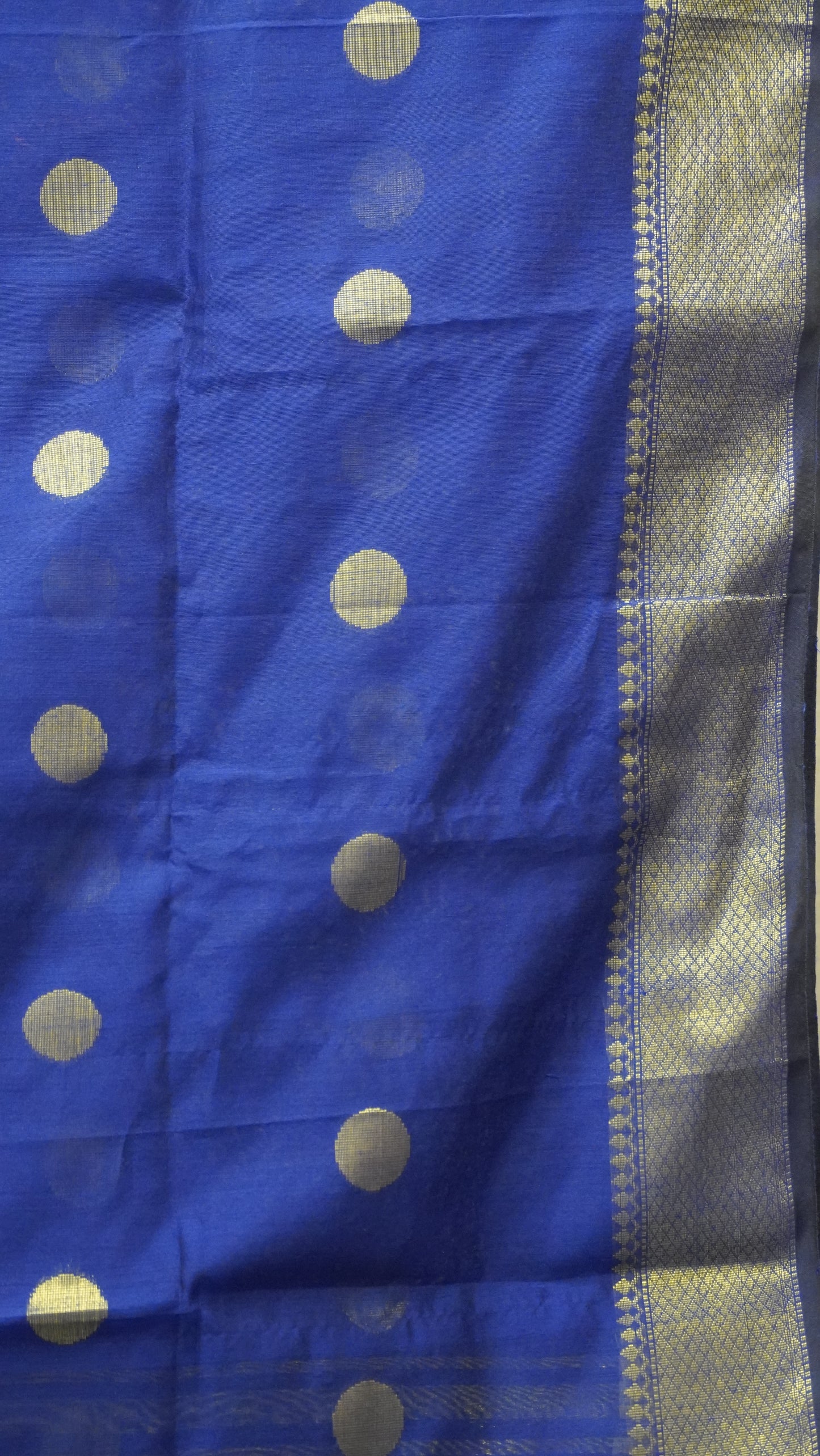 Maheswari Cotton Saree Round Butta-Blue