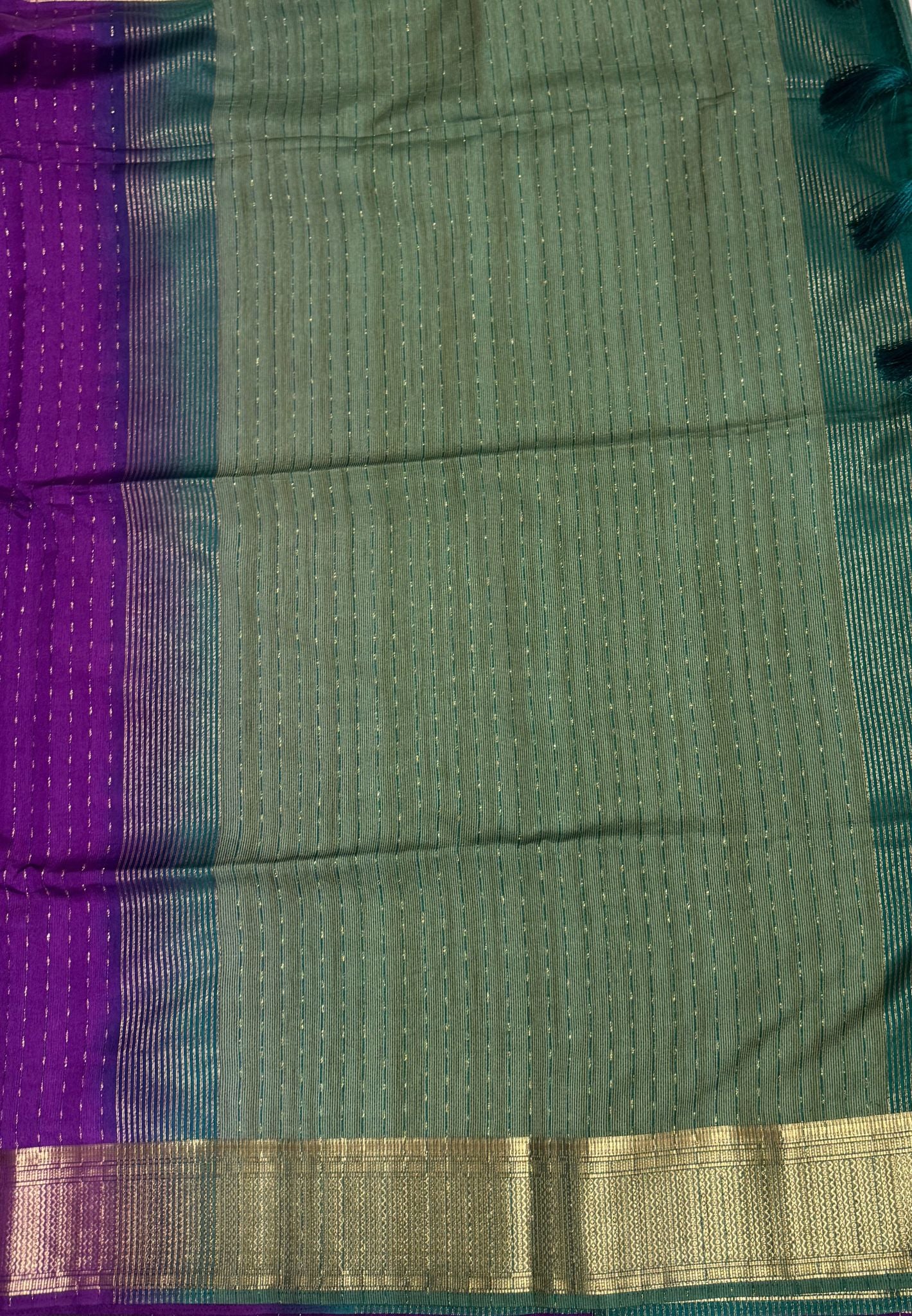 Semi Tussar Saree-Violet with Zari Lines