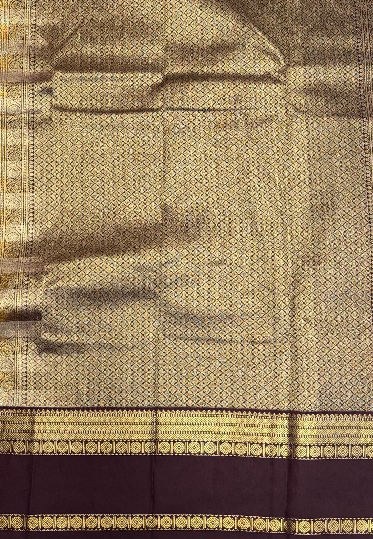 Budget Kanchipuram Saree-Cream with Contrast Border