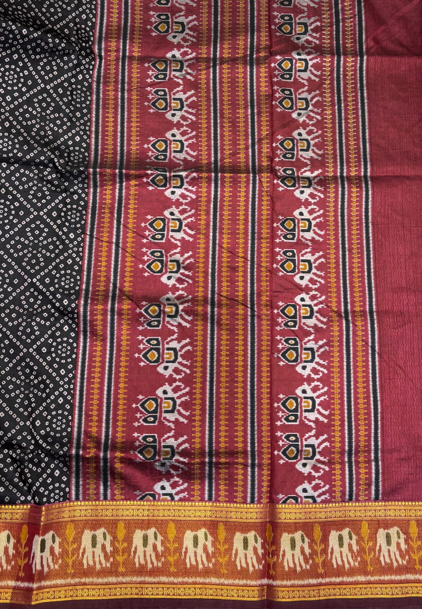 Semi Patola Saree –Black in Bandhini Pattern