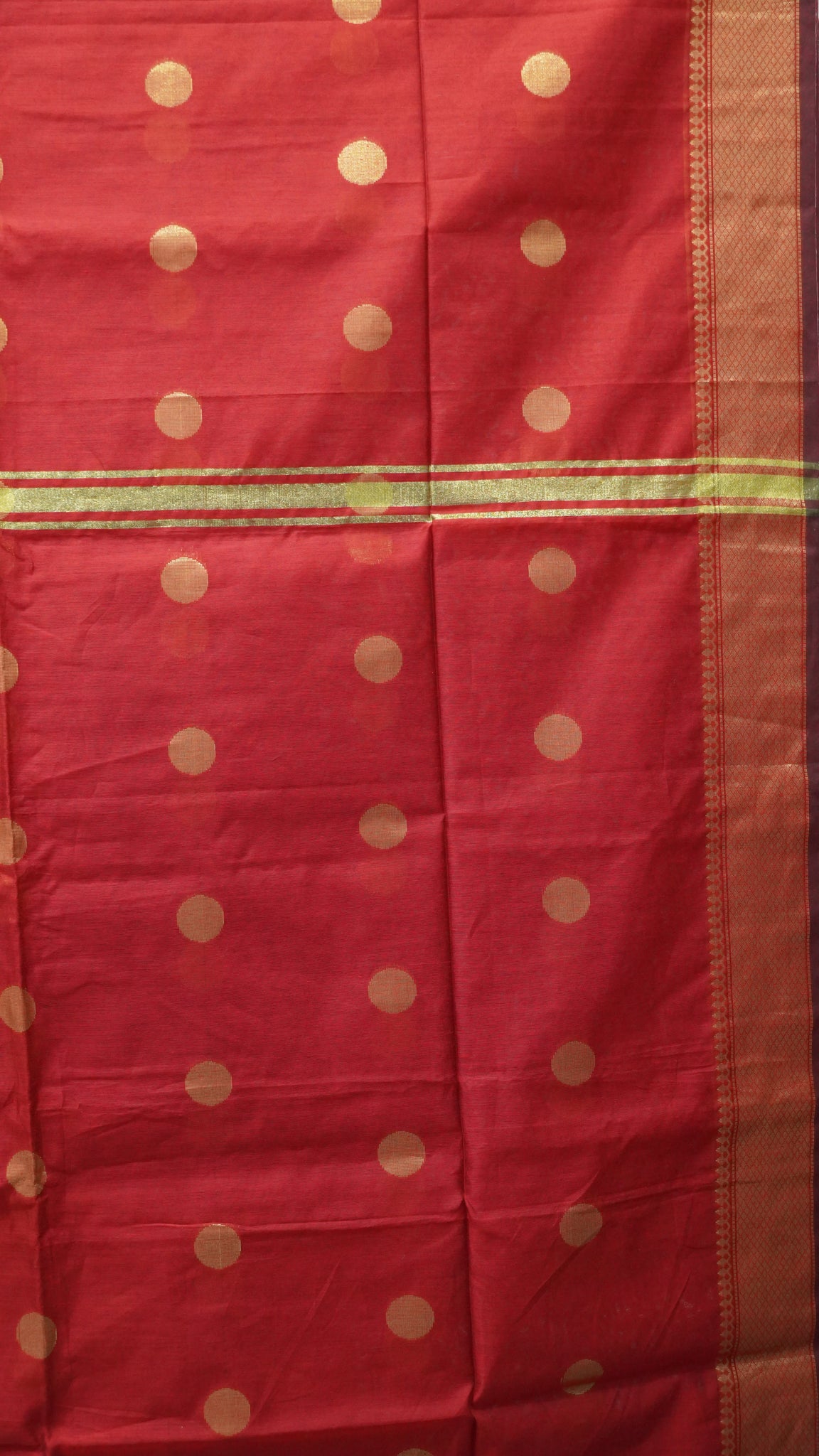 Maheswari Cotton Saree Round Butta-Maroon