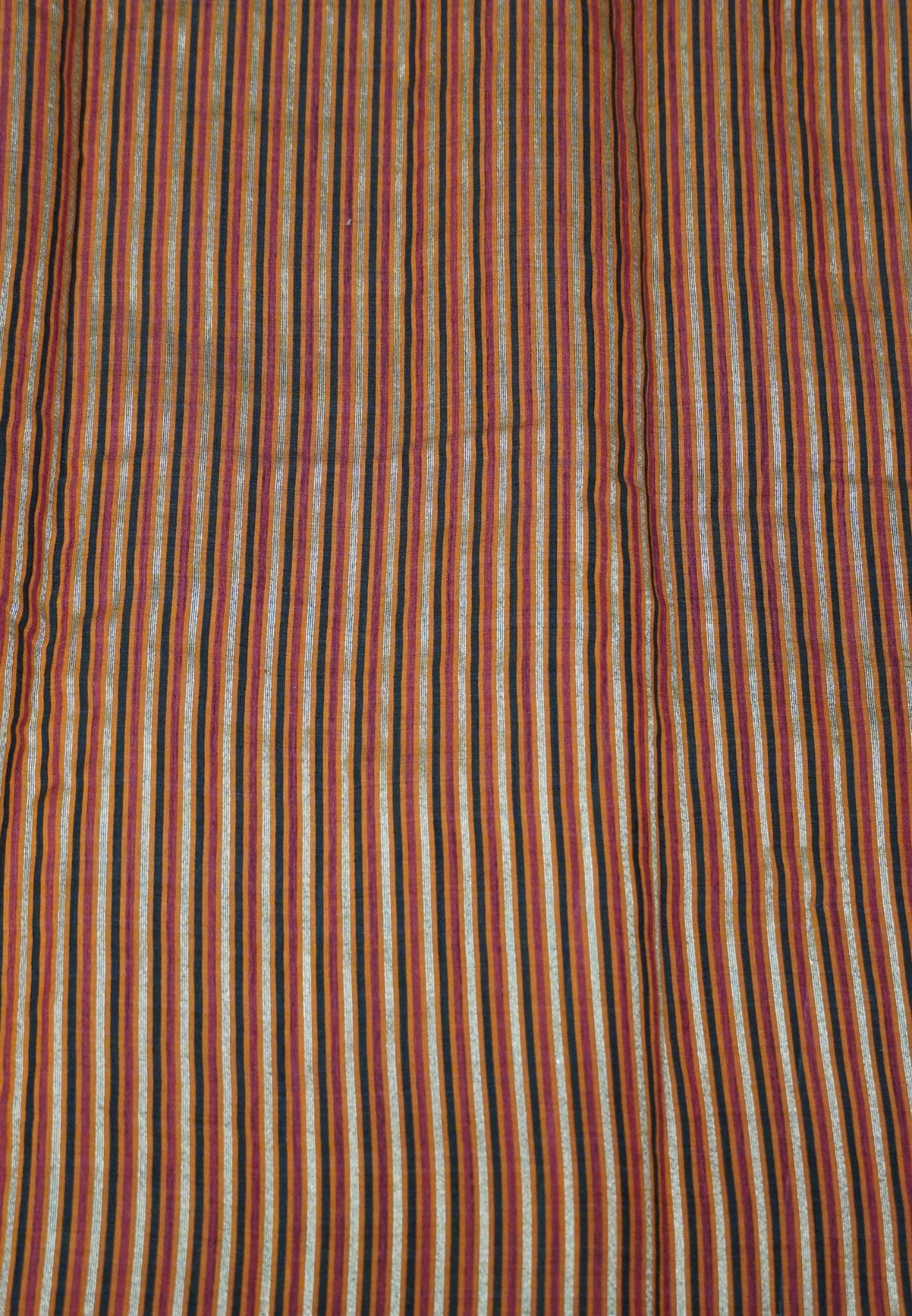 Semi Tussar Saree – Contemporary Temple Border Design – Orange