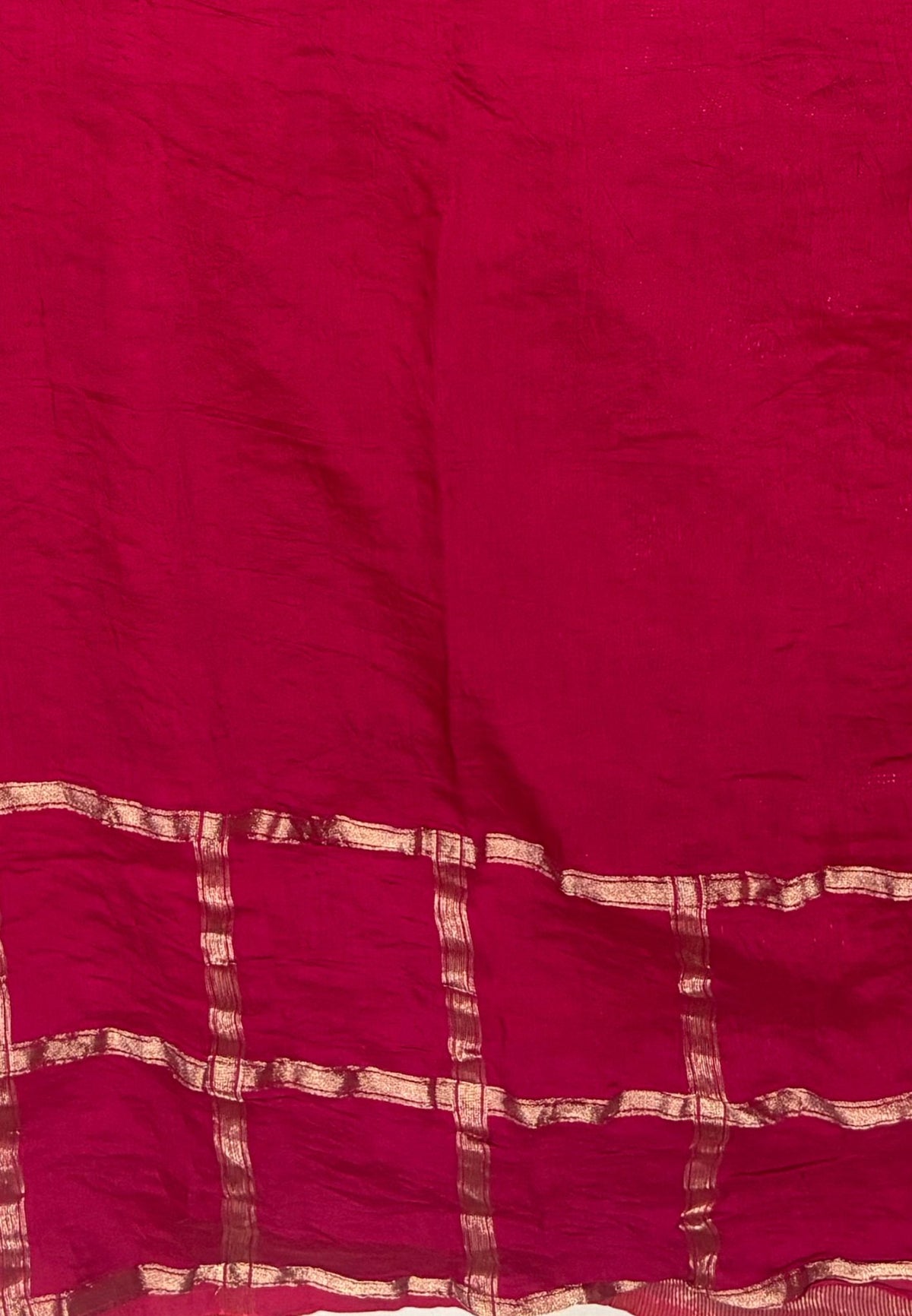Banarasi Bandeji Saree-Rani Pink. in Zari Checks Border