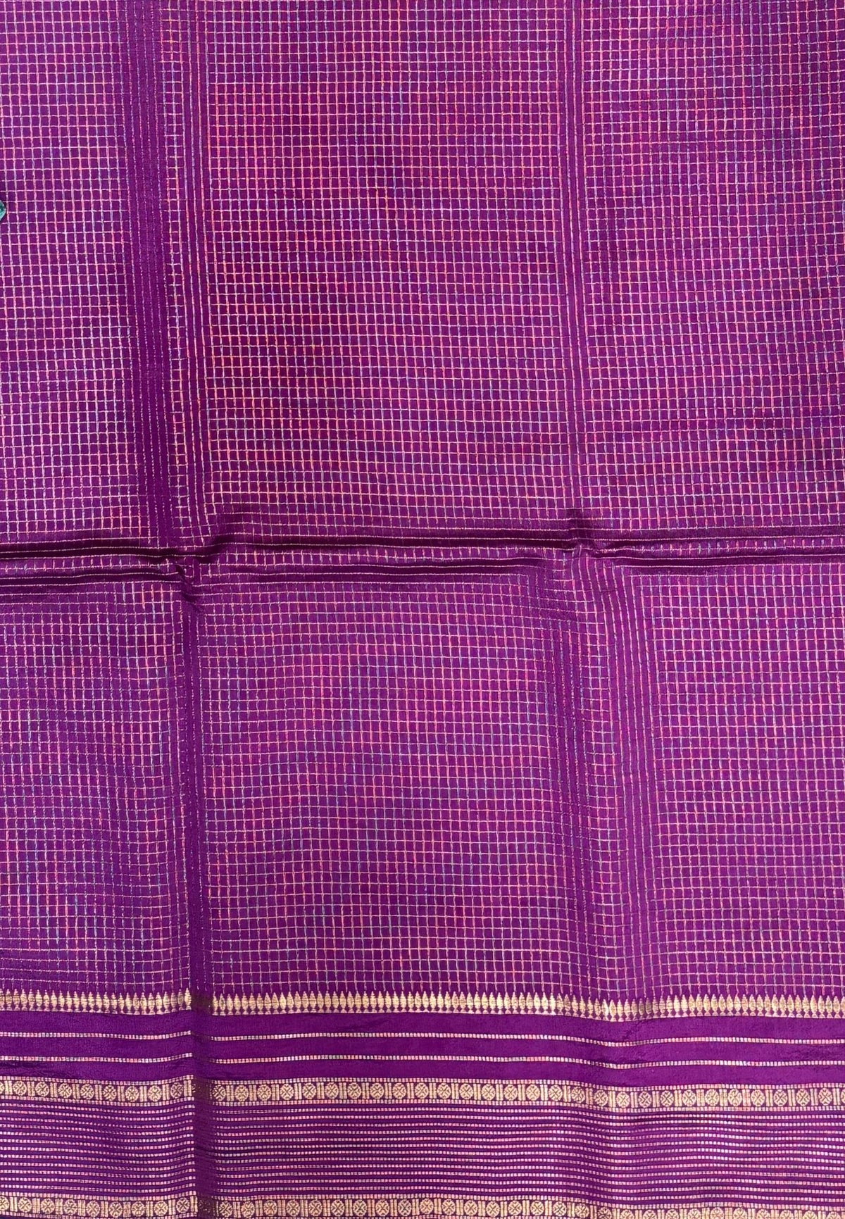 Mulberry Silk Saree-Ramar Blue In Striped Zari With Contrast Border