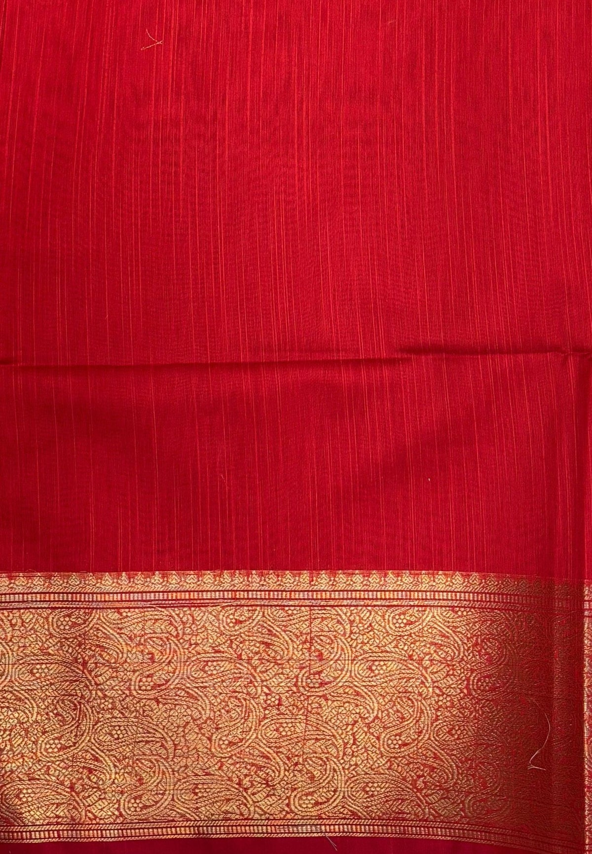 Handloom Silk Cotton Saree-Red In Manga Brocade Zari Border