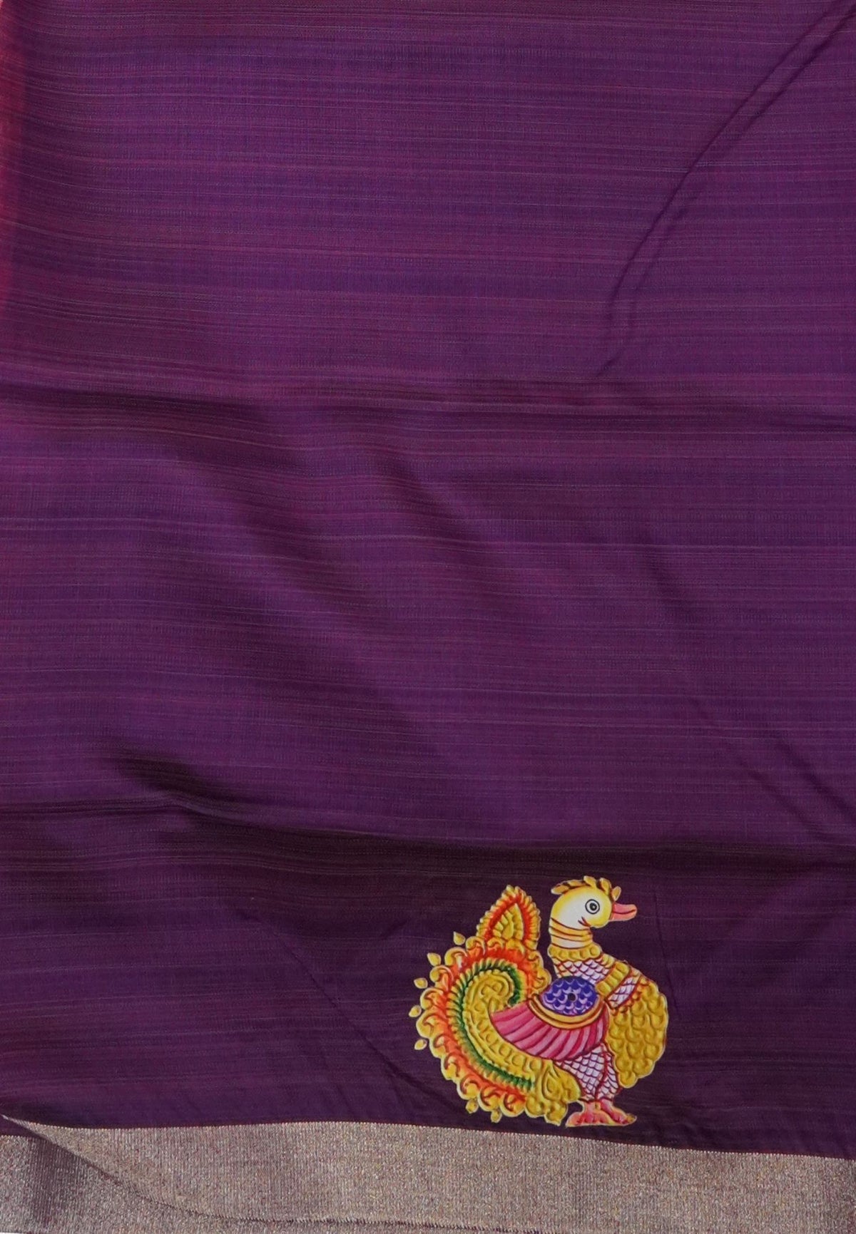 Cora Linen Saree-Onion Pink with Tanjore Print