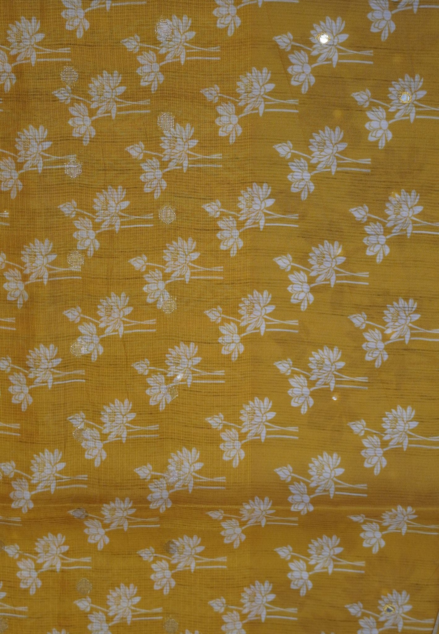 Tissue Kota Saree-Yellow with Mirror Work