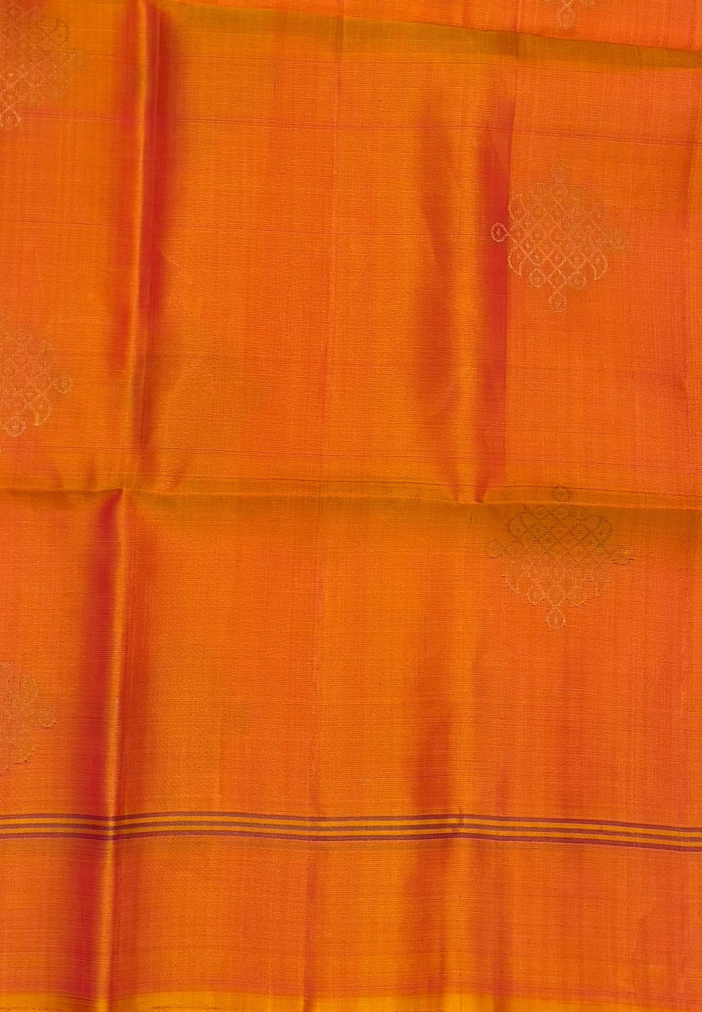 Pure Kanchipuram Silk Saree-Yellowish Pink With Kolam Zari Border