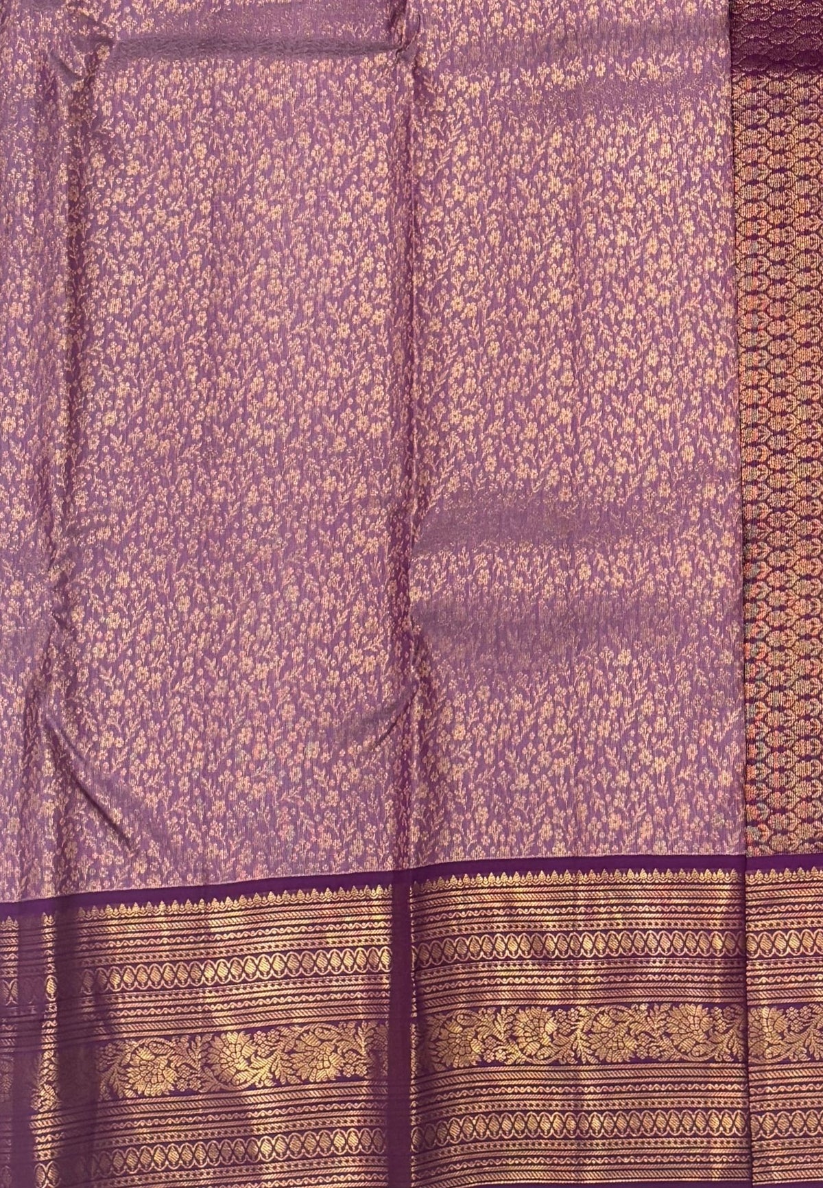 Pure Kanchipuram Silk Saree-Lavander with Contrast Border