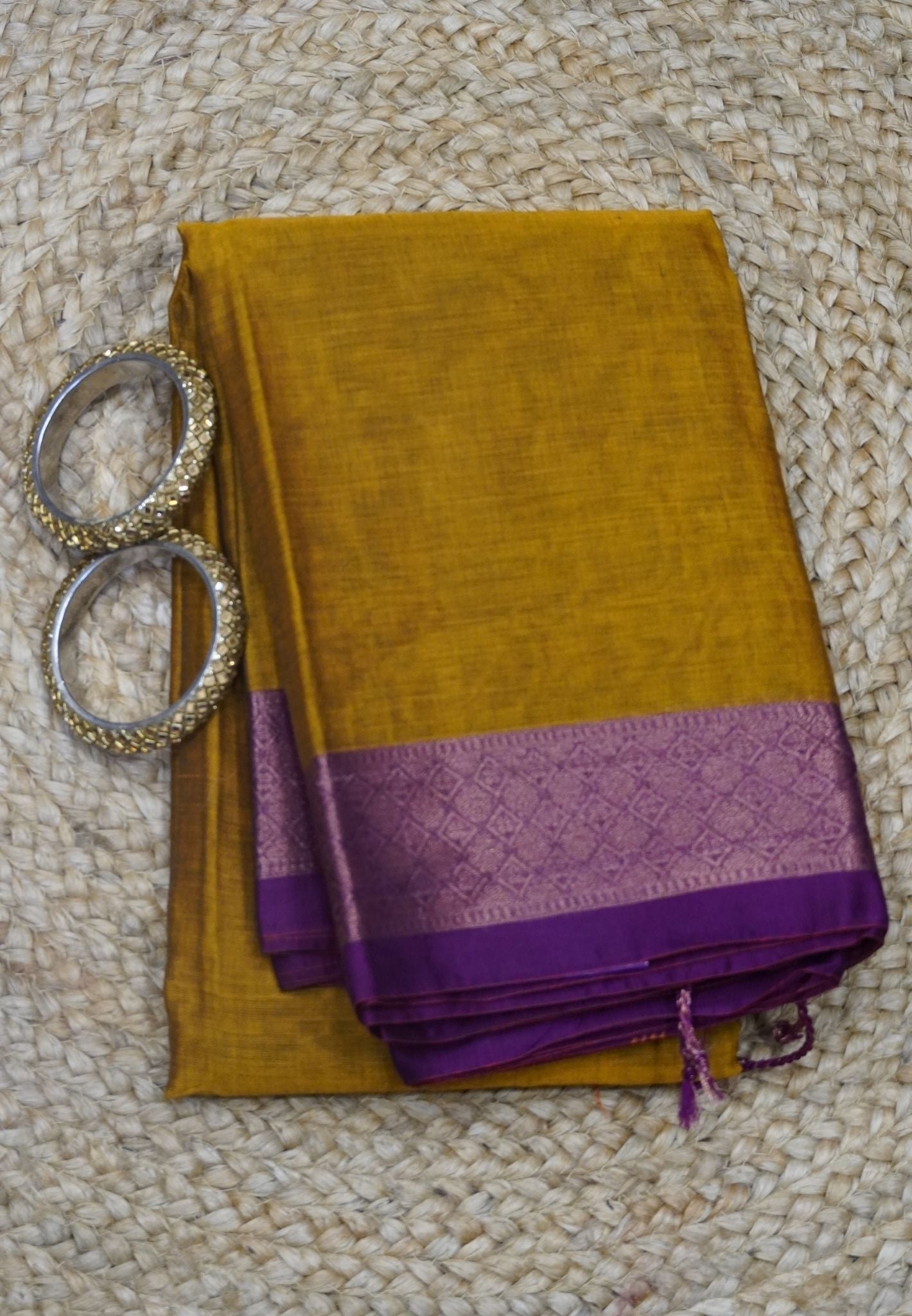 Dakka Cotton Saree - Dark Mustard