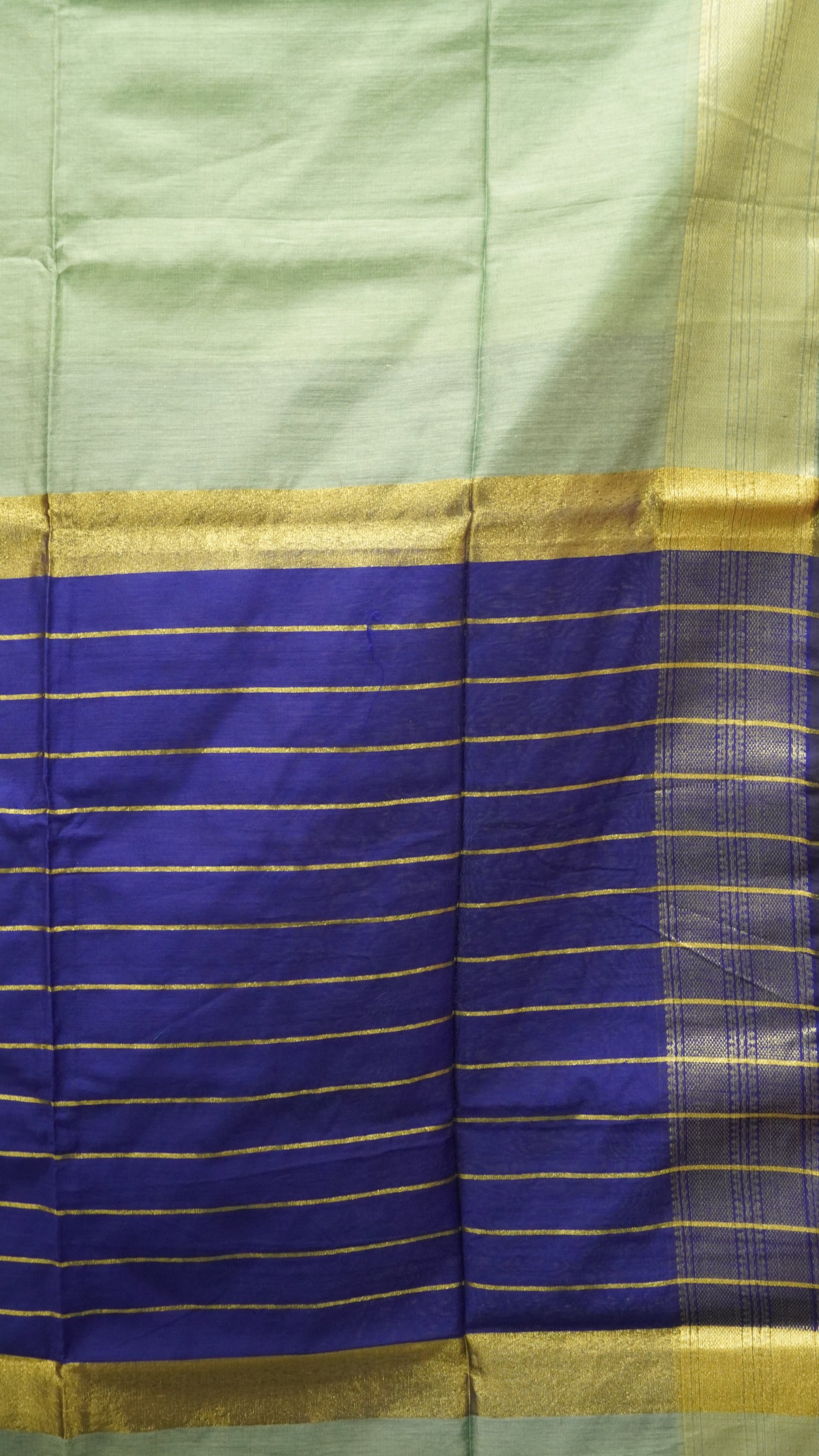 Maheswari Cotton Saree Lines-Sea Blue