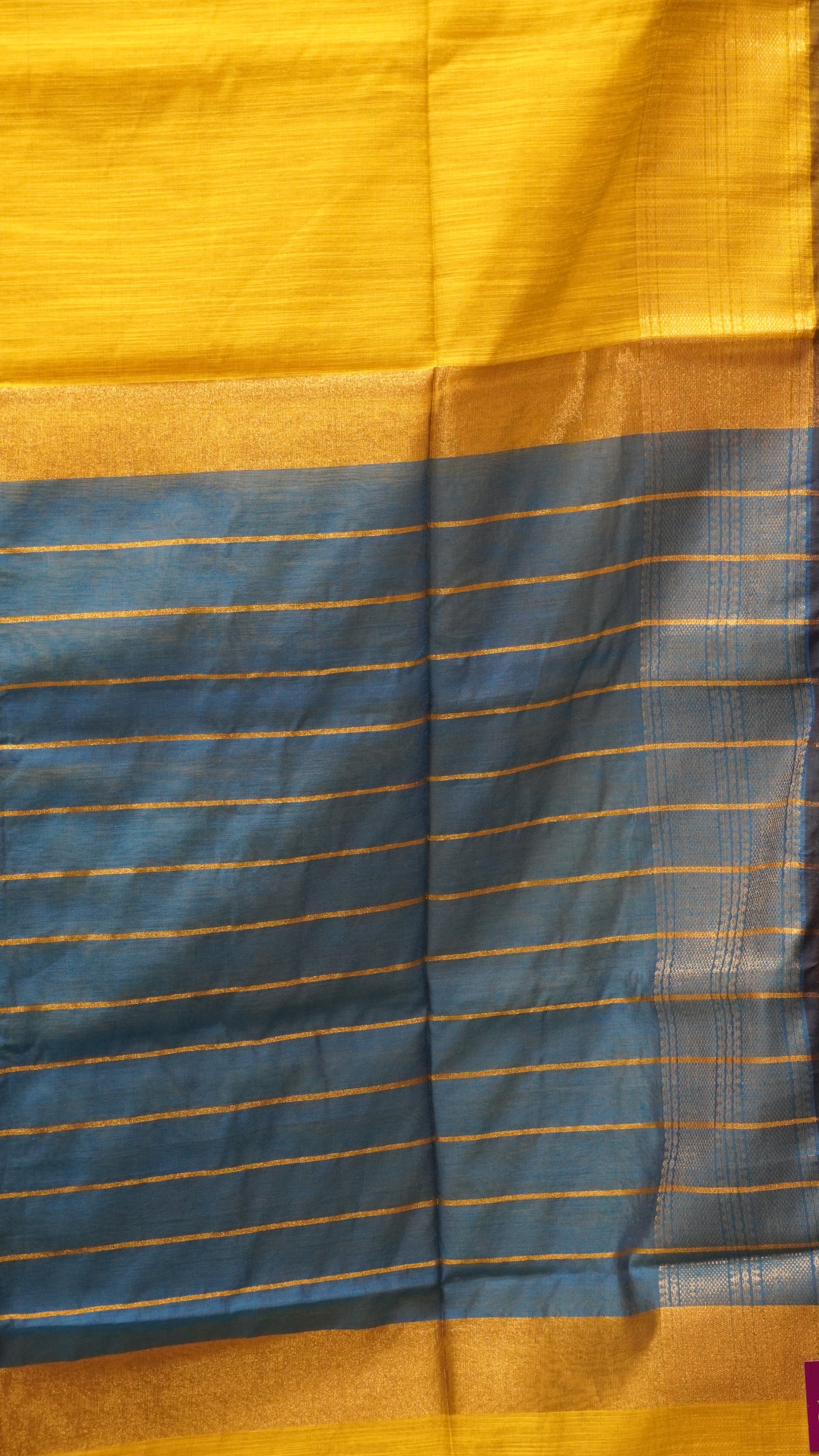 Maheswari Cotton Saree Lines-Fluorescent Green