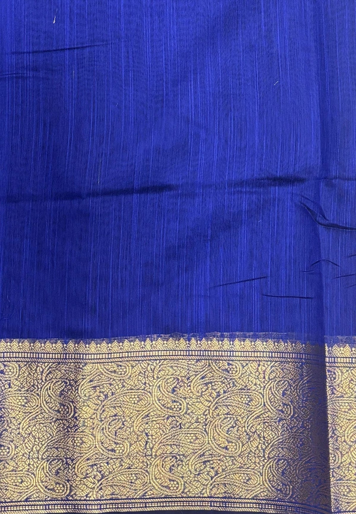Handloom Silk Cotton Saree-Blue In Manga Brocade Zari Border