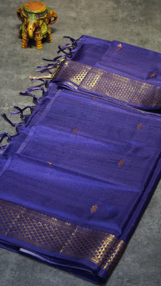 Vazhai Naaru Pattu Saree Small Border Blue Self