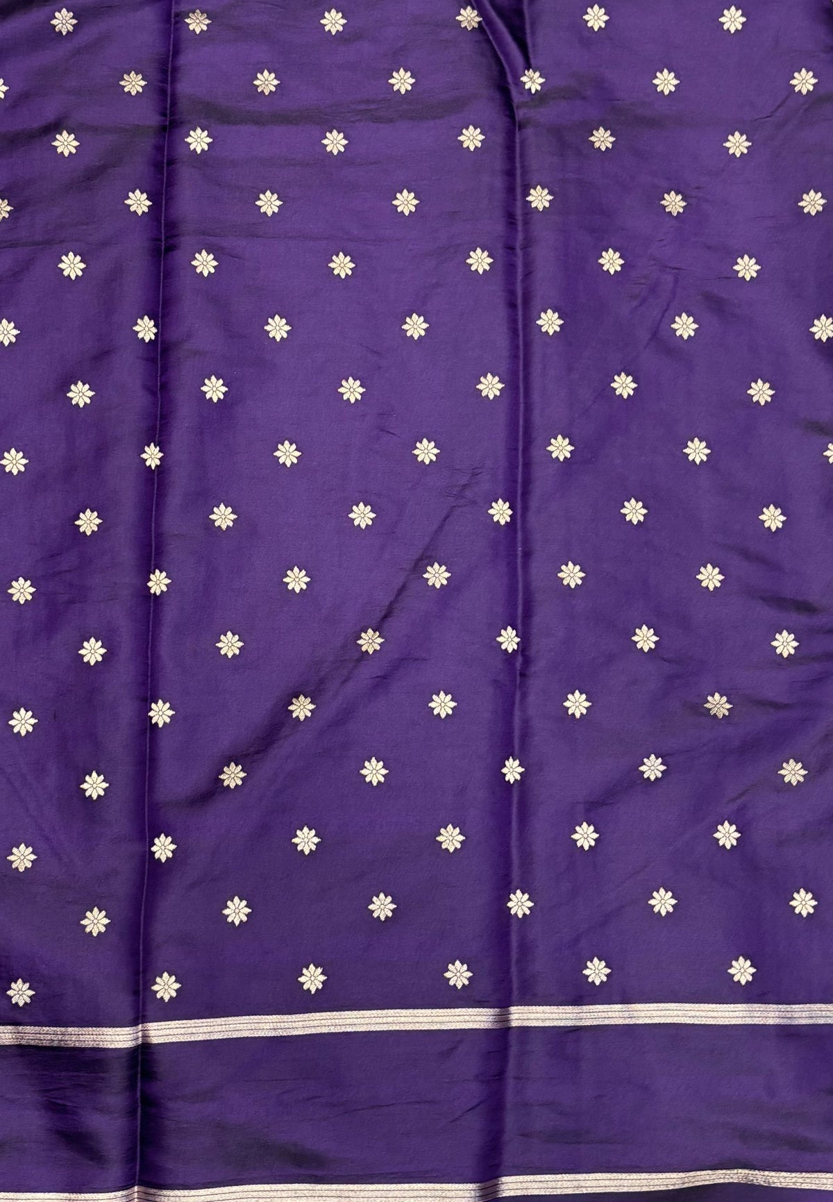 Gaji Silk Saree-Sky Blue in Intricate Geometric Floral Zari with Contrast Border