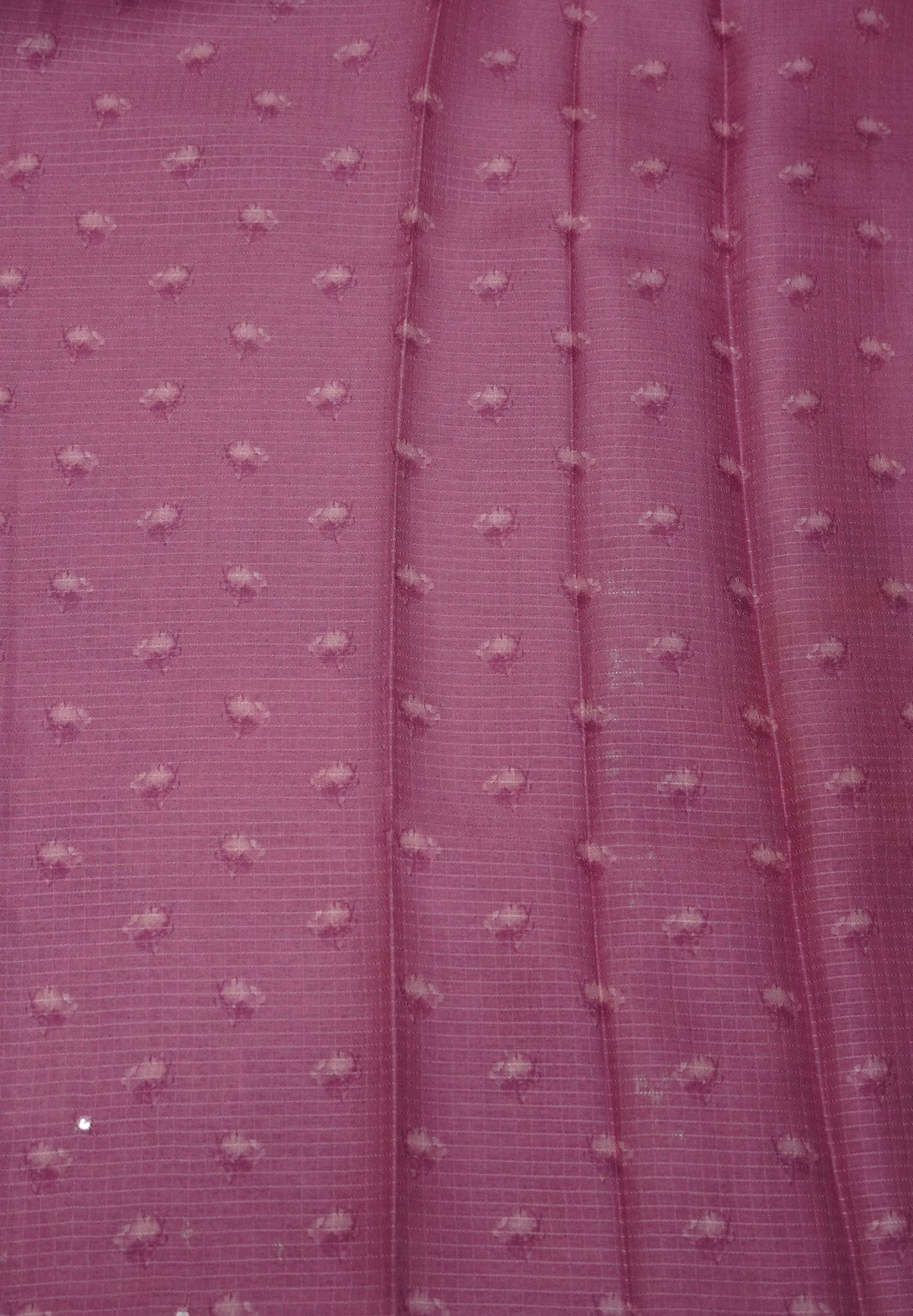 Matka Tussar Saree – Purple Floral Print with Scallop Border