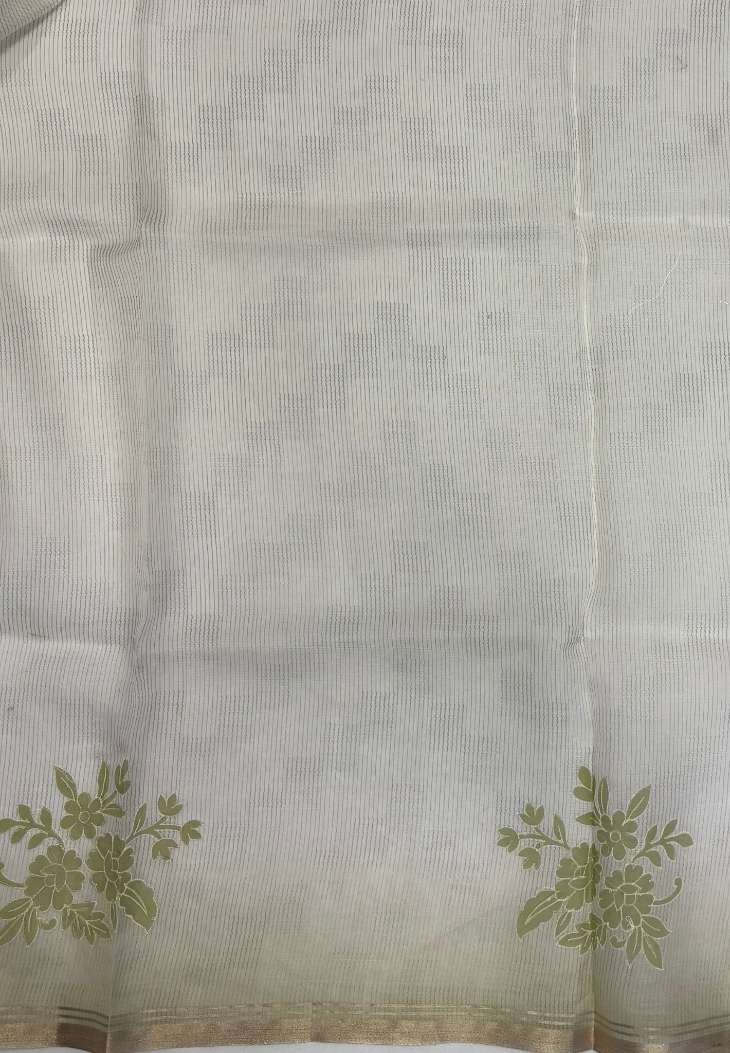 Organza Saree- Light Green with Floral Aplique Work