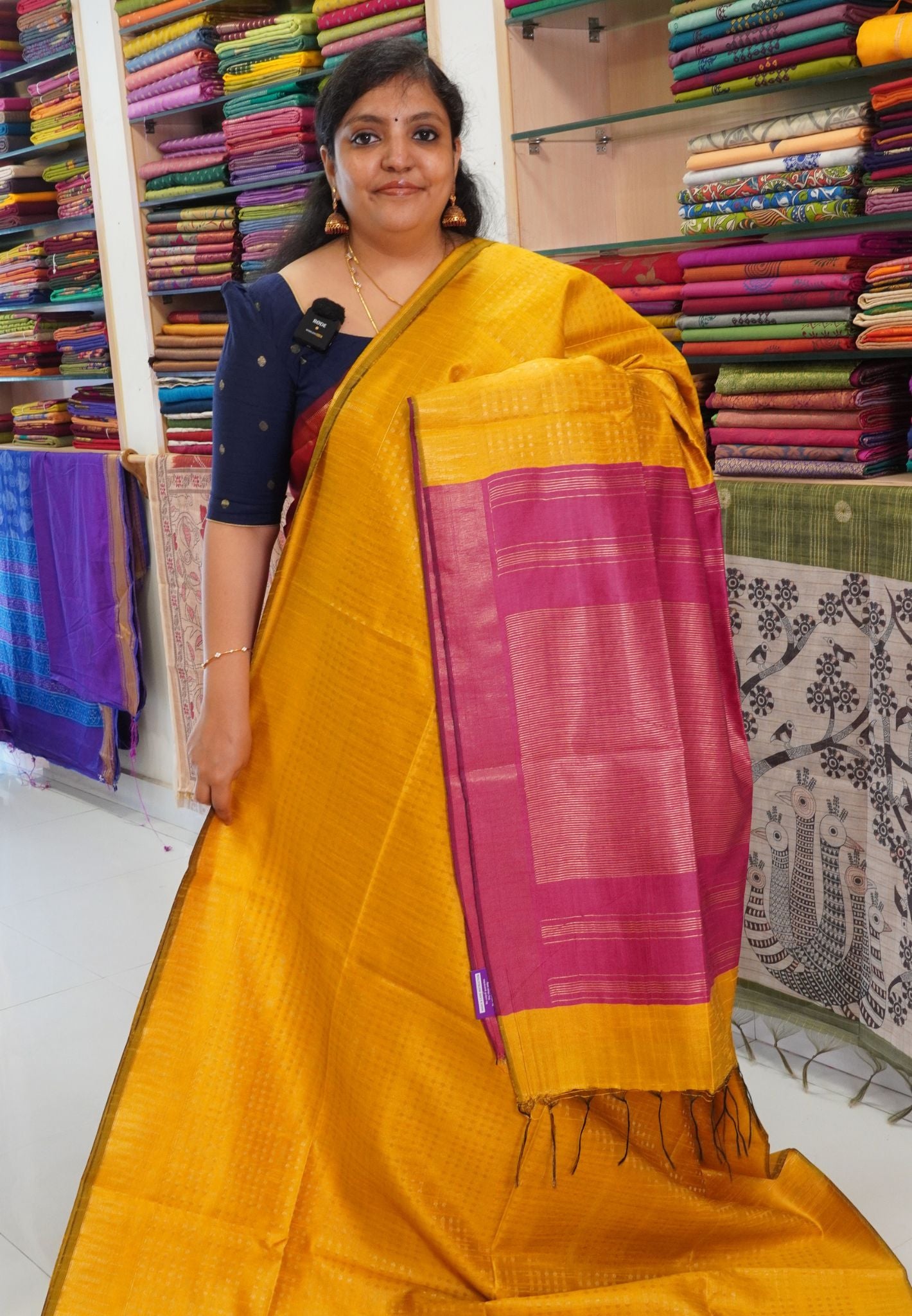 Semi Raw Silk Saree Mustard-Pink