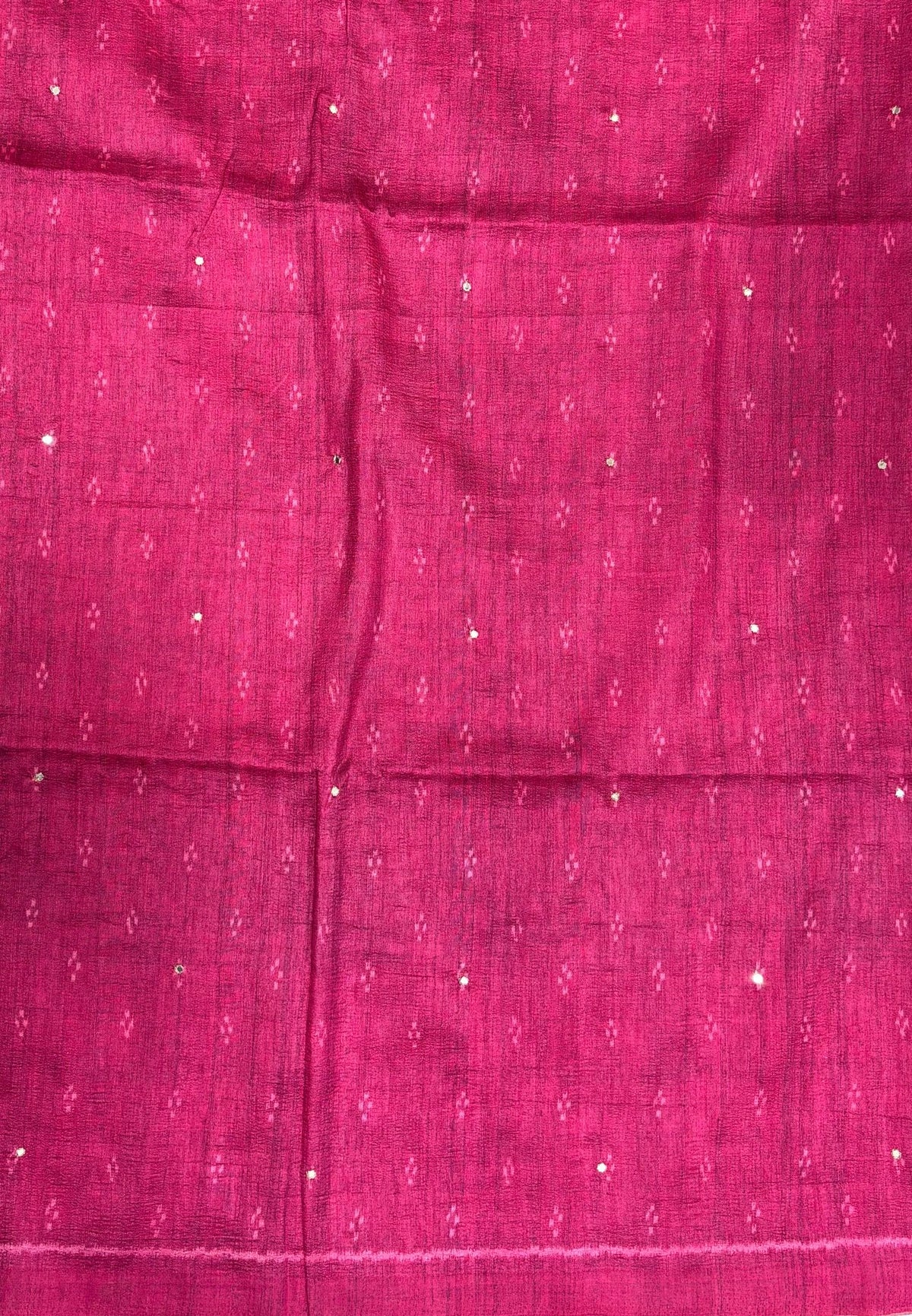 Pashmina Tussar Saree-Pink in Kalamkari Floral & Peacock Border