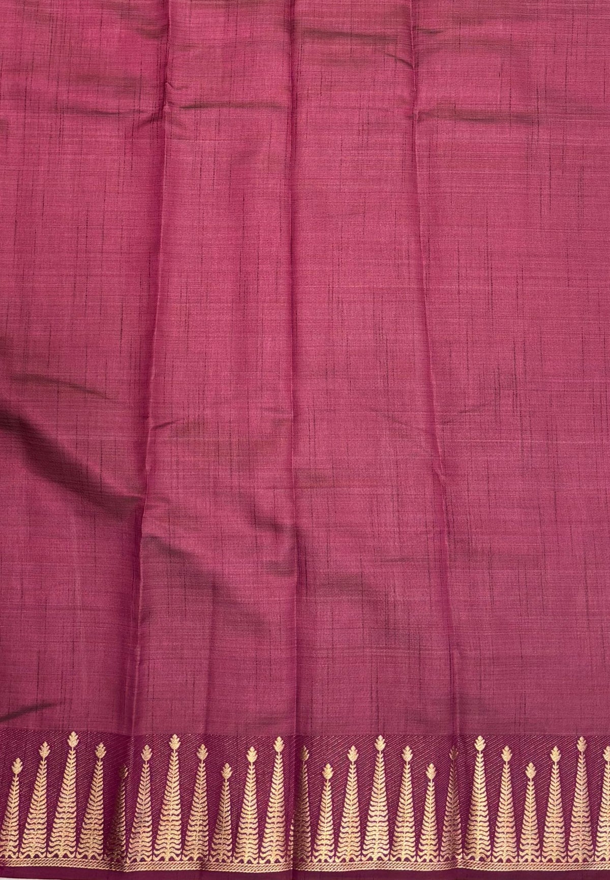 Semi Tussar Saree-Orange in Traditional Striped Zari with Contrast Border