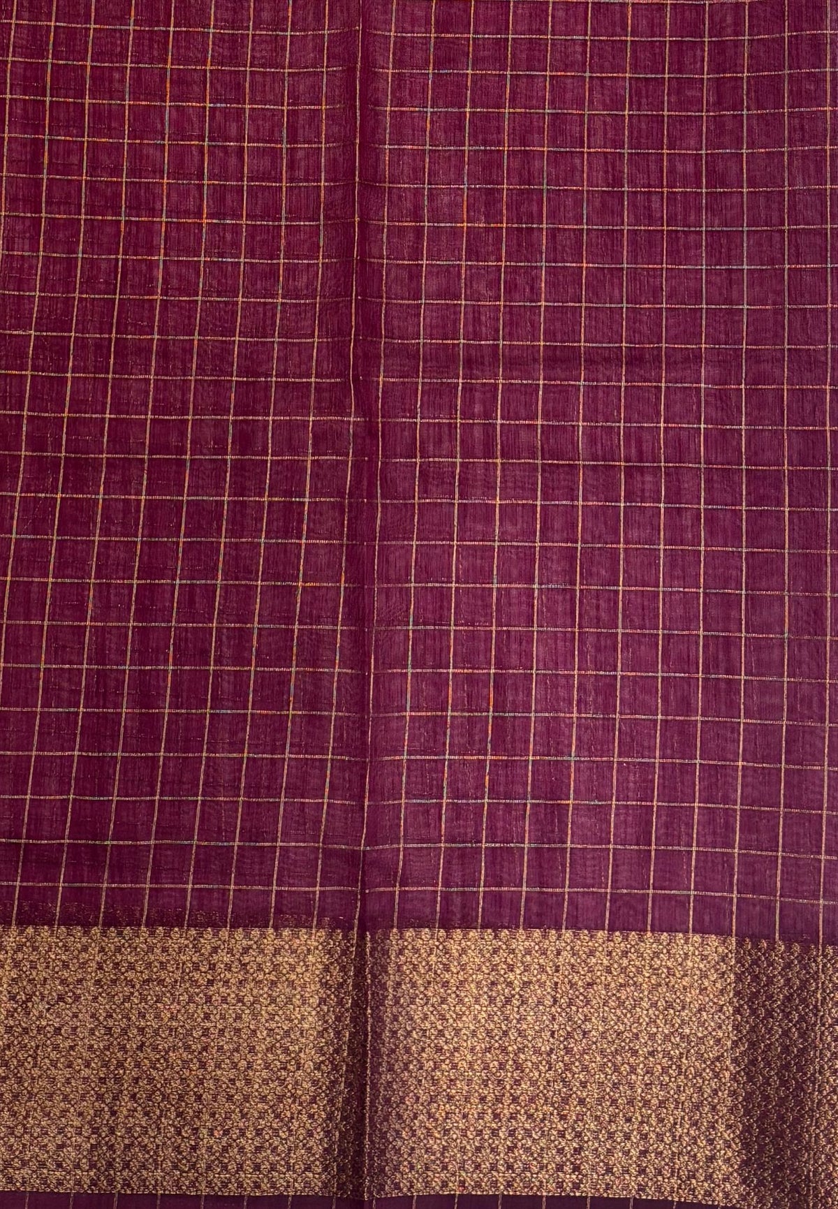 Bamboo Saree-Sandal in Mini Checked Zari Border