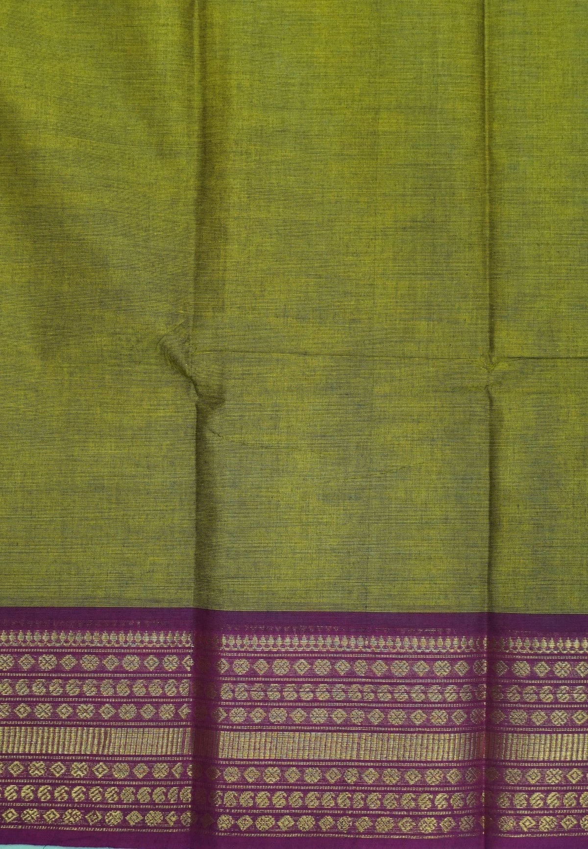 Kanchi Cotton Saree-Mehandi Green With Varisapet Border