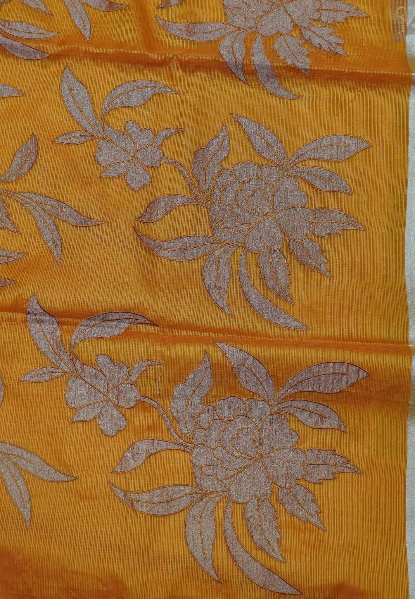 Kota Saree - Zari Work Floral Orange