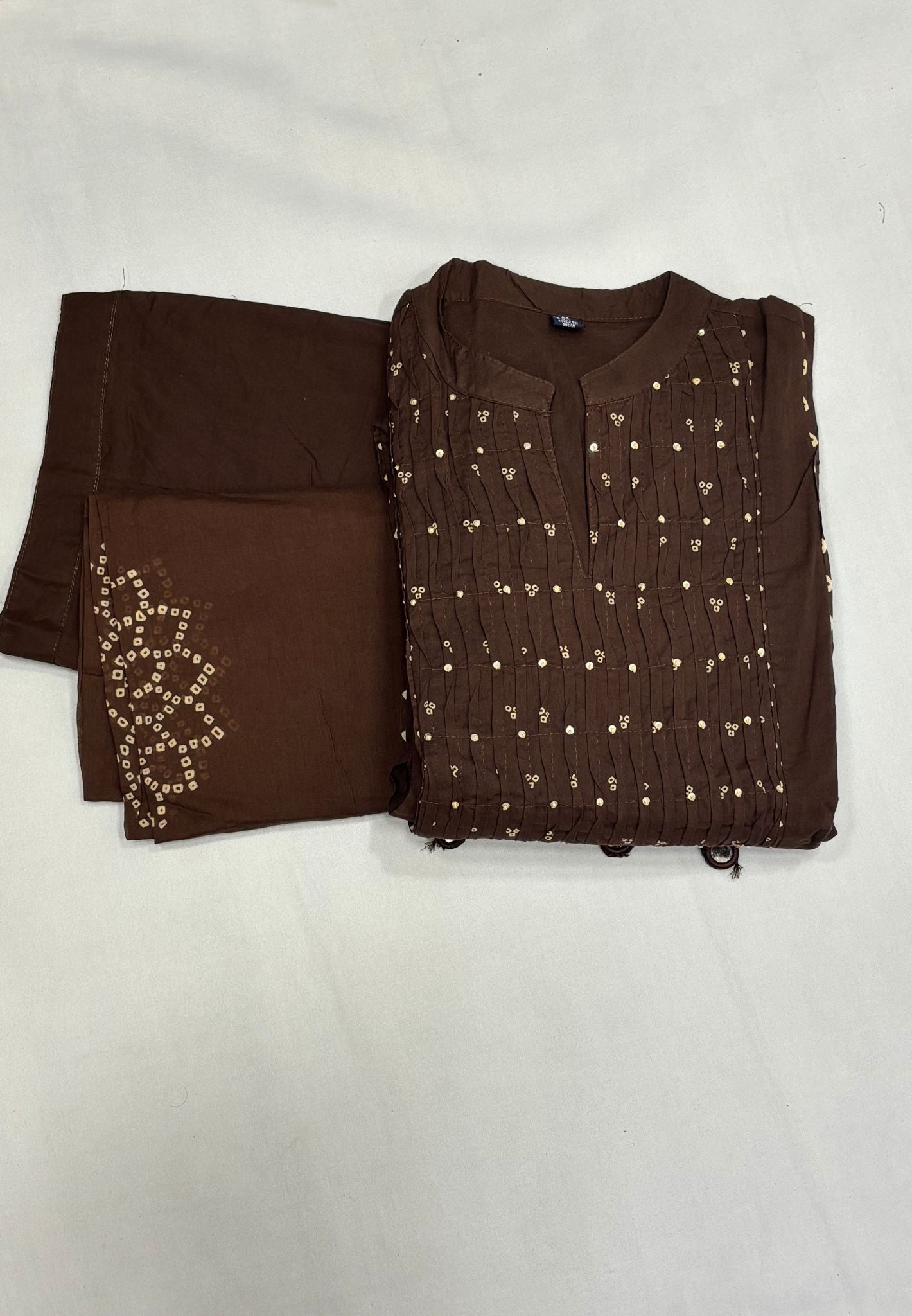 3Pcs Salwar Suit-Small Bandhini Print with Sequence Work