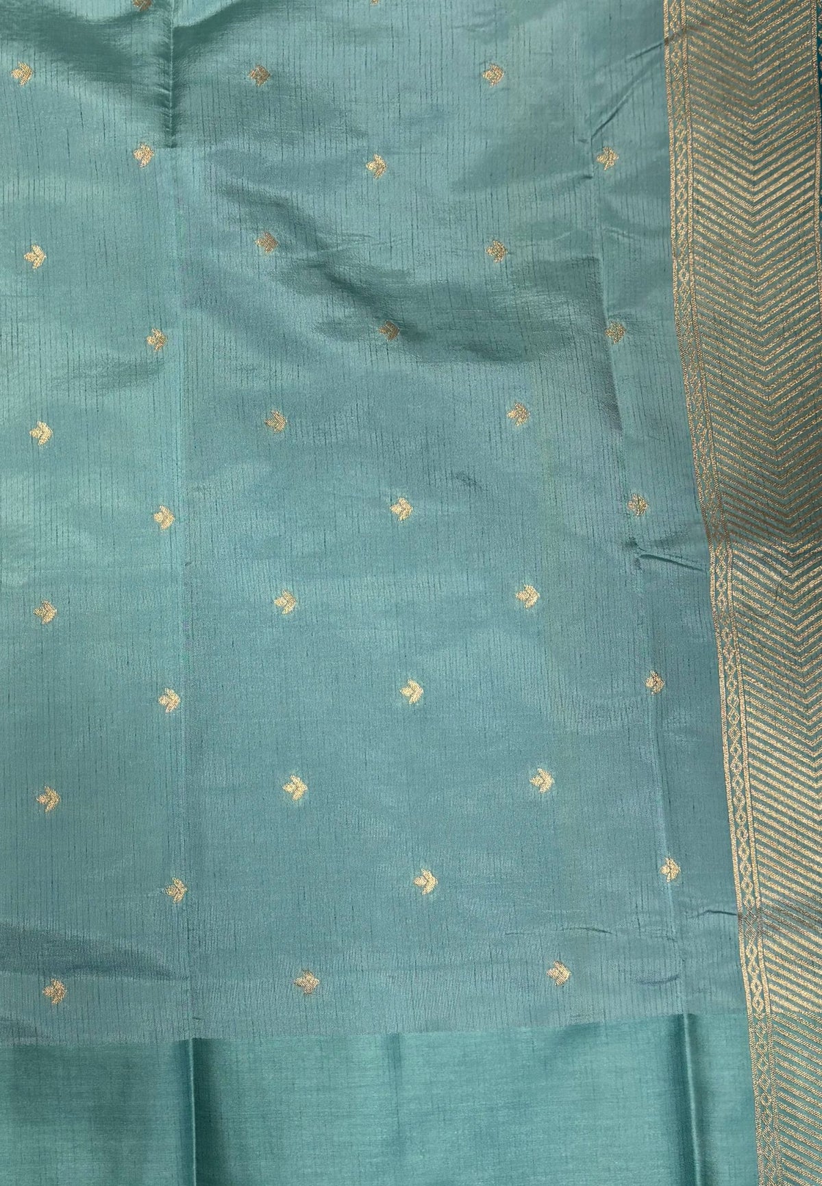 Mulberry Silk Saree-Tone of Blue with Deer Border