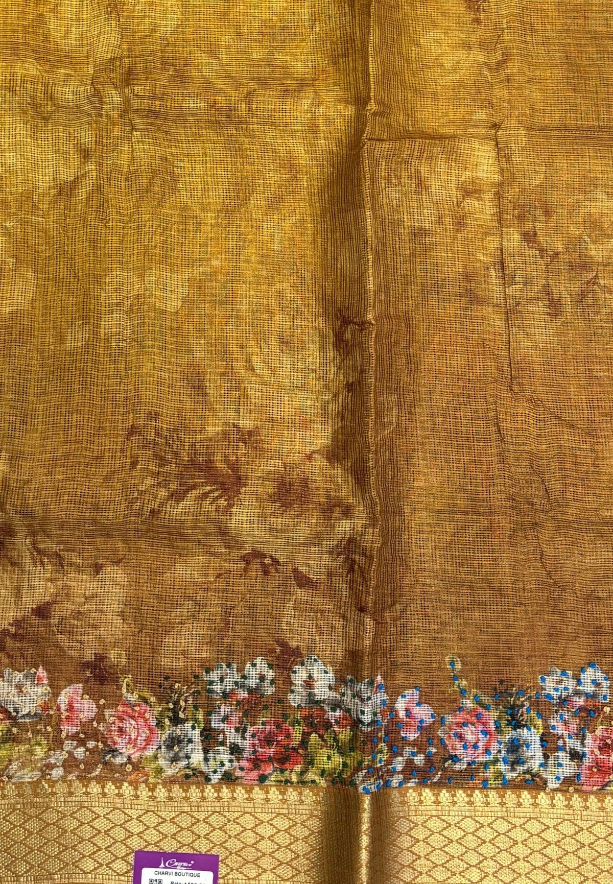 Kota Saree-Mustard In French Knot Floral Border
