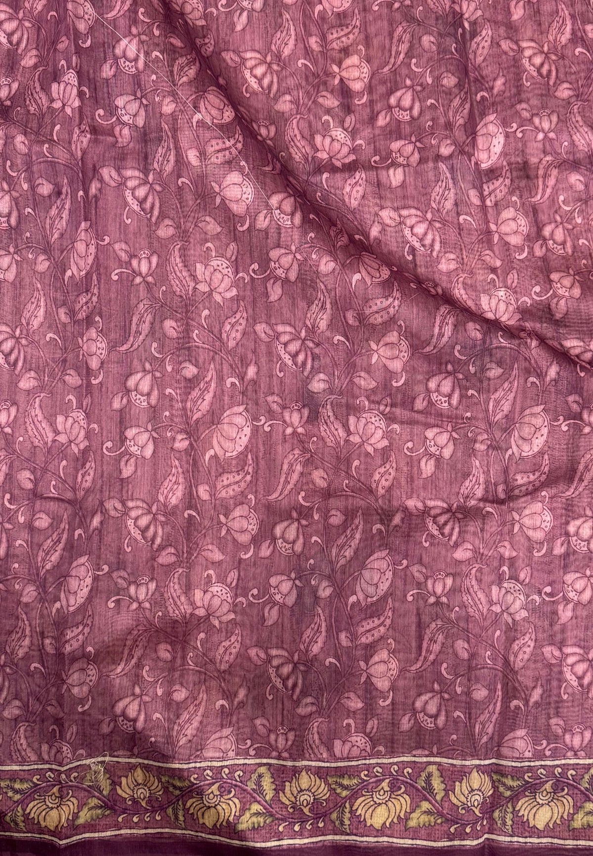 Chanderi Saree-Pink In Floral Peacock Border