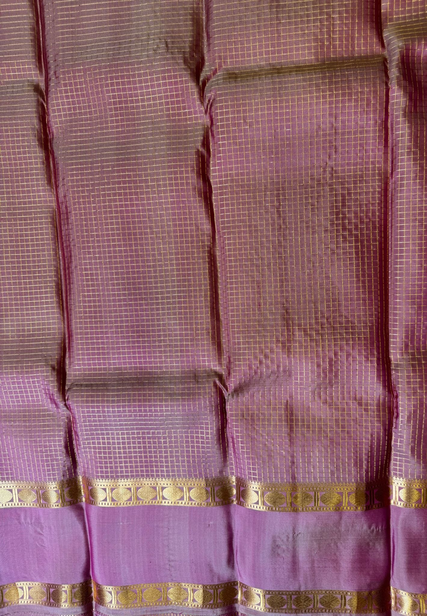 Pure Silk Saree-Purple in Zari Checks with Retapet Border