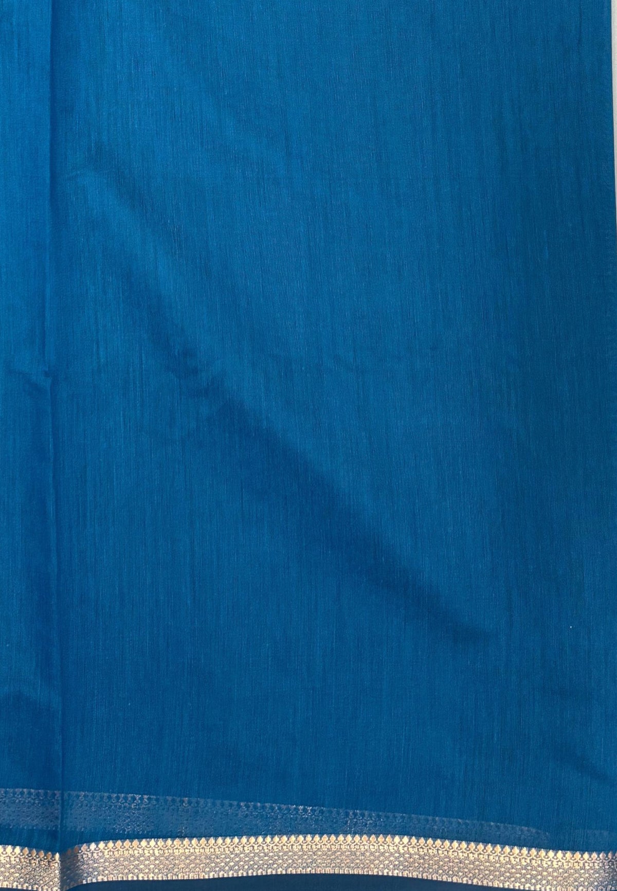 Handloom Cotton Saree-Sulphate Blue In Double Band Zari Border