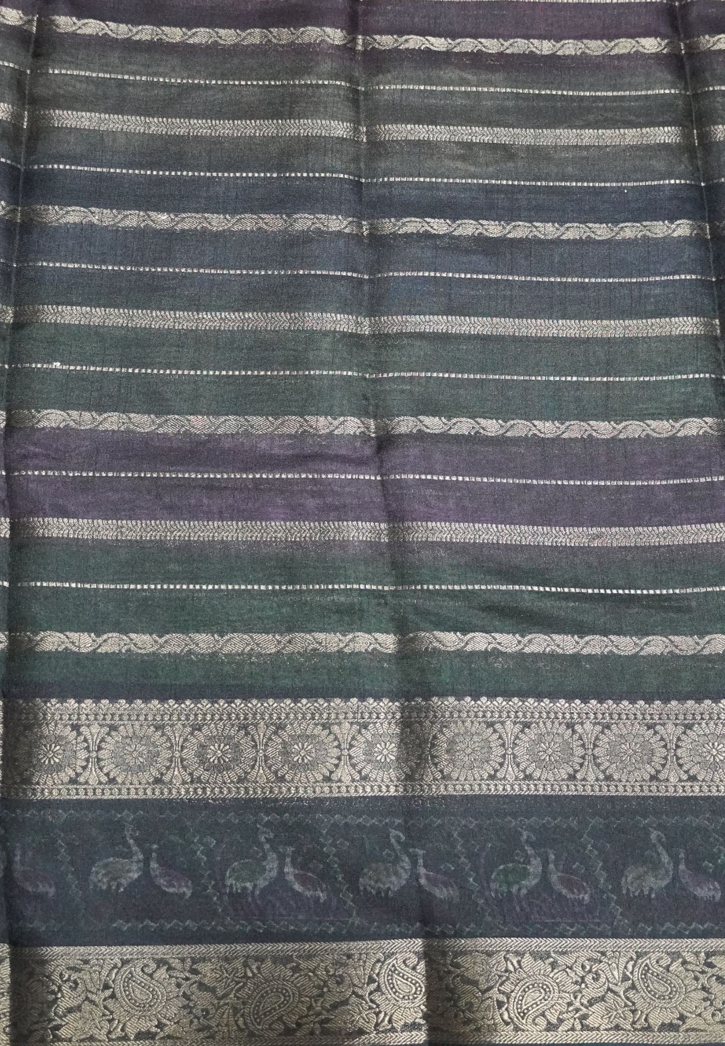 Dola Silk Saree-Rainbow with Crane Border