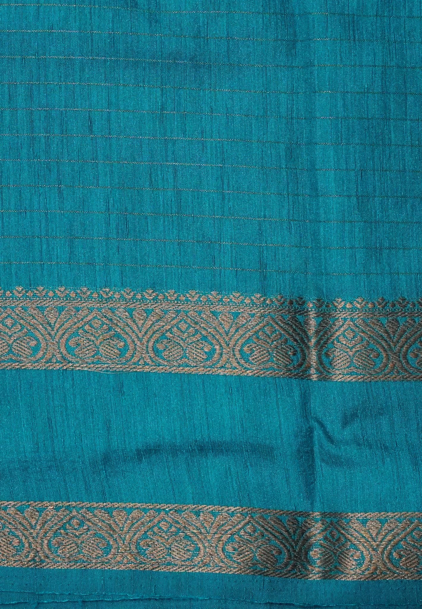 Semi Raw Silk Saree – Classic Zari Stripes - Ramar Blue